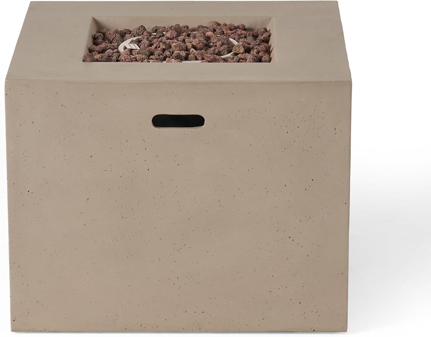 31 Inches Square Fire Pit, 40,000 Btu Outdoor Propane Fire Table, Modern Light Grey Design, Patio, Deck, Backyard Gatherings (1 Doors)