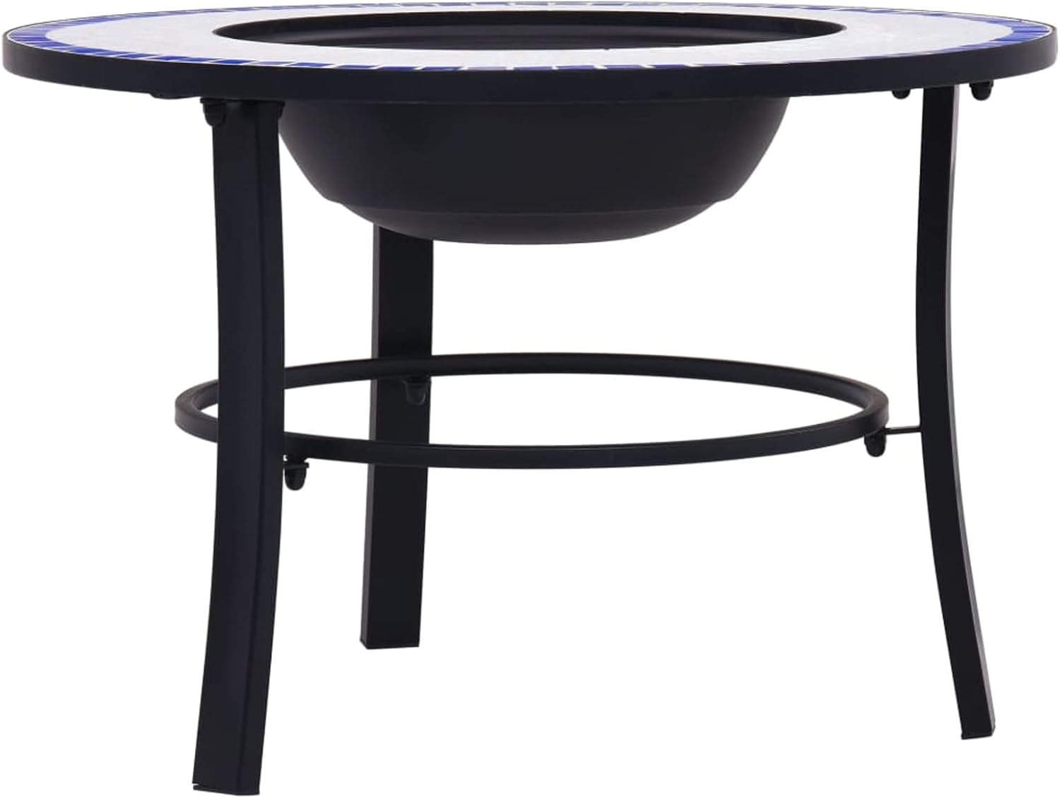Mosaic Ceramic Fire Bowl Blue and White 68 cm Outdoor Fire Pit Garden Fire Pit Fire Bowl Black for Garden Terrace