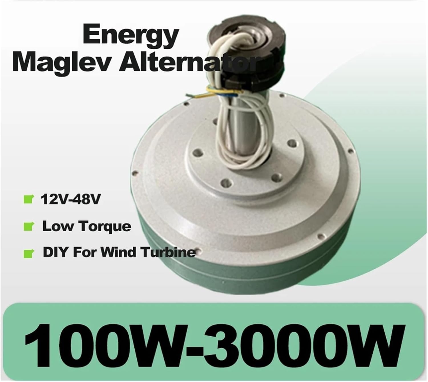 Low RPM 300RPM 200W 500W 100W 3000W Coreless Generator Low Resistance Quick Start Running for Wind Turbine Hydraulic Low Starting Speed for Home(with Base,12V_500W)