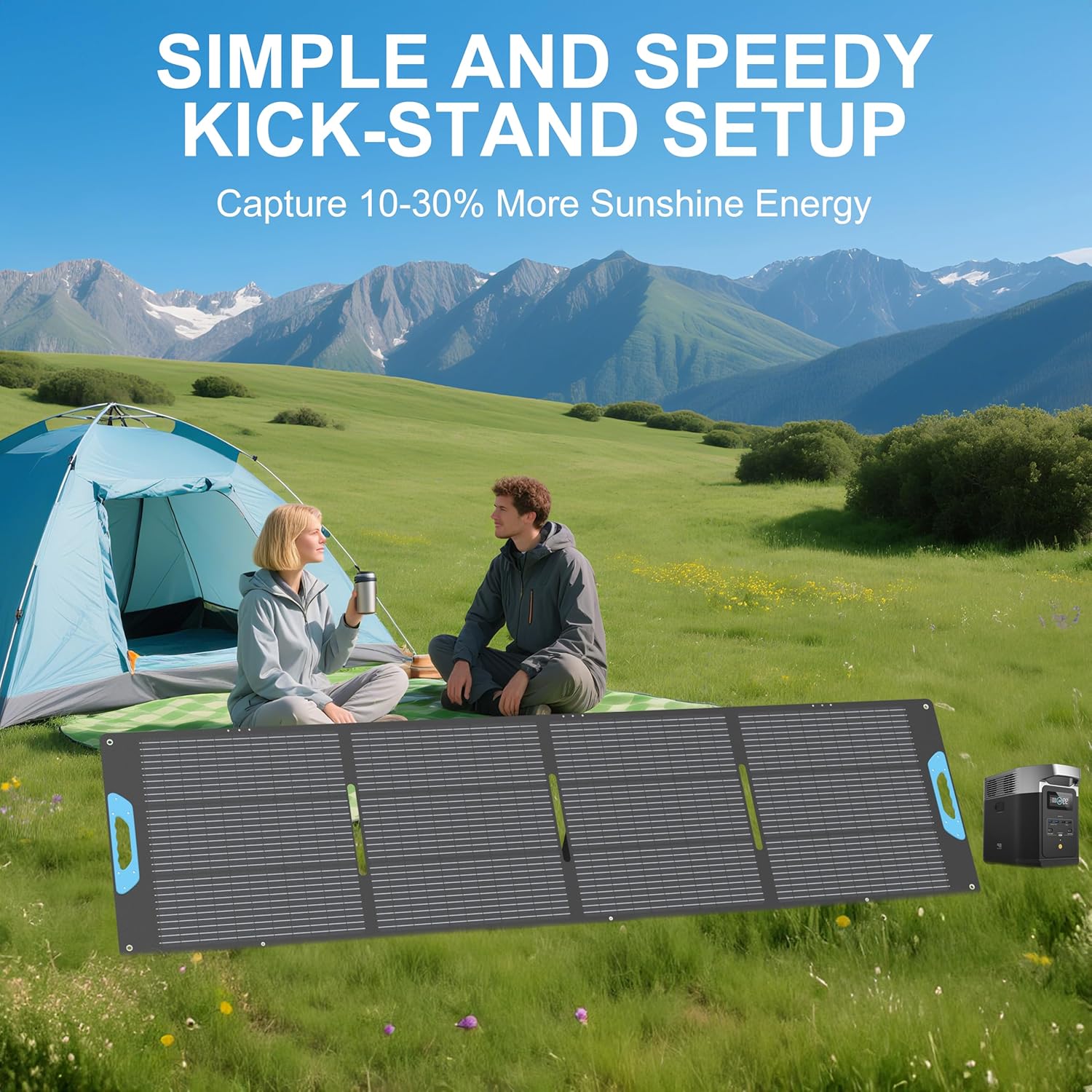 220W Portable Solar Panel with QC3.0 USB-A &Type-C, 23.5% Solar Efficiency ETFE Foldable Solar Panel Charger for Power Station, IP67 Waterproof for RV, Camping, Backup