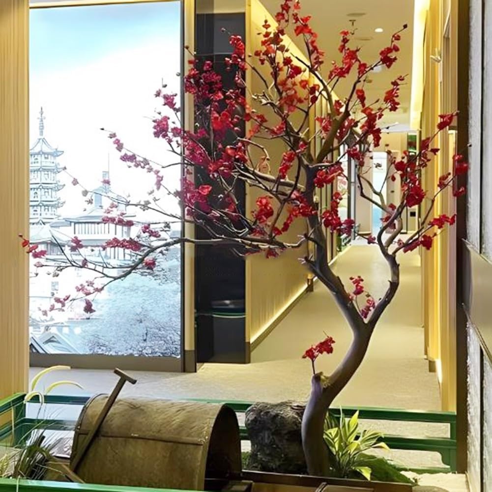 Etlegor Simulated Plum Blossom Tree, Artificial Red Plum Blossom Lamei Tree New Year Wishing Tree Ornamental Tree Indoor Outdoor Home Office Party Wedding ﻿ (Color : Orange, Size : 2.5x2.5m)