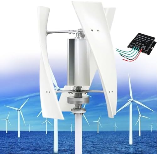 14000W Vertical Wind Turbine, 3-Blade Magnetic Levitation Generator with Waterproof Charge Controller for Home Use - Efficient Renewable Energy Solution, 48V White Design