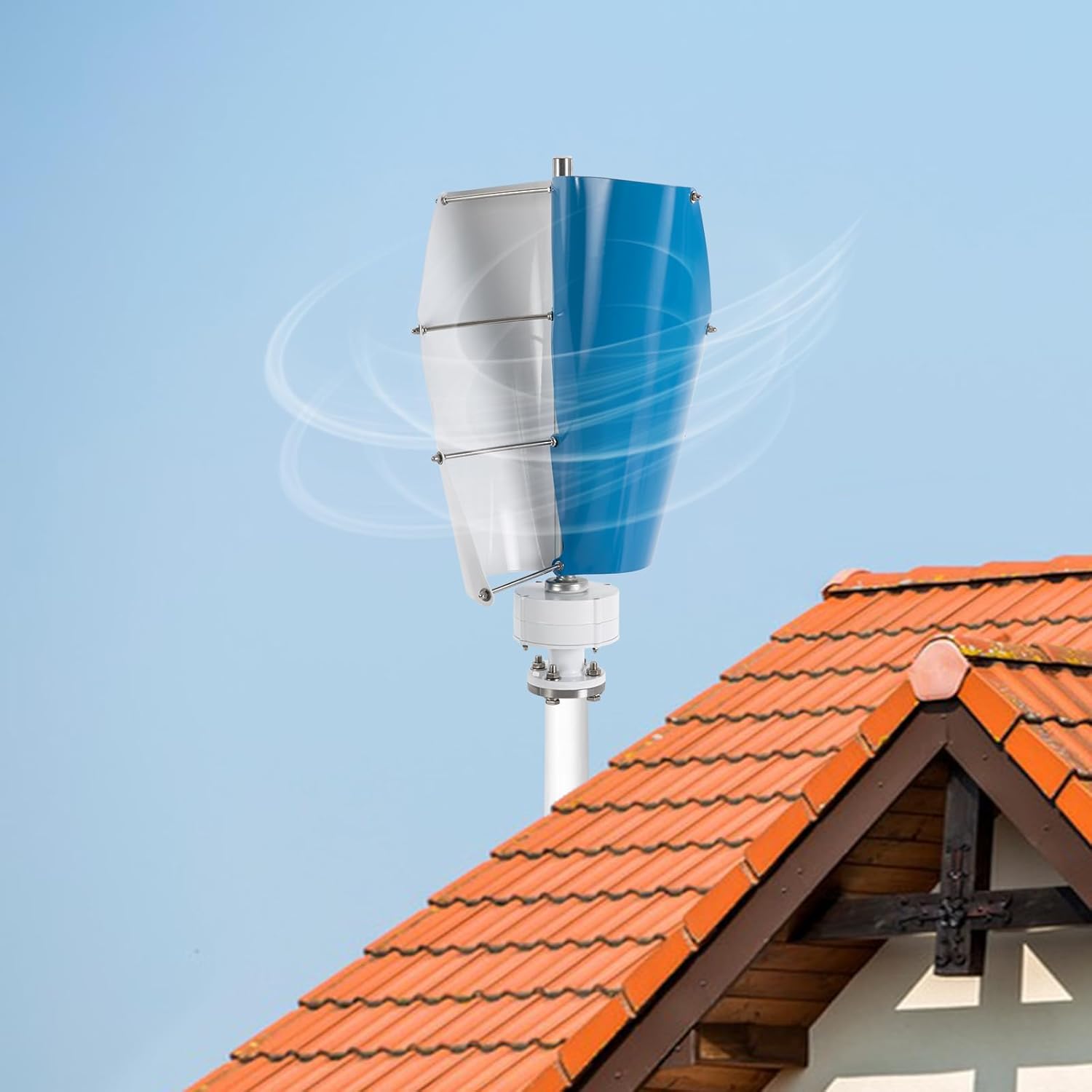 Vertical Wind Turbine, 500W No Noise Vertical Axis Helix Wind Turbine Generator with Controller, Portable Wind Turbine Power Generation Kit for Home Use, Business, and Industrial Energy