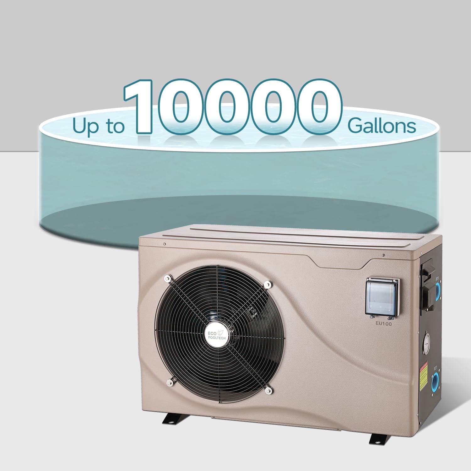 38000BTU Electric Swimming Pool Inverter Heat Pump, Up to 10000Gallons Pool Heater for Above Ground Inground Pool, Smart Control No Timer Need, Heating and Cooling Pool Heater 208-220V