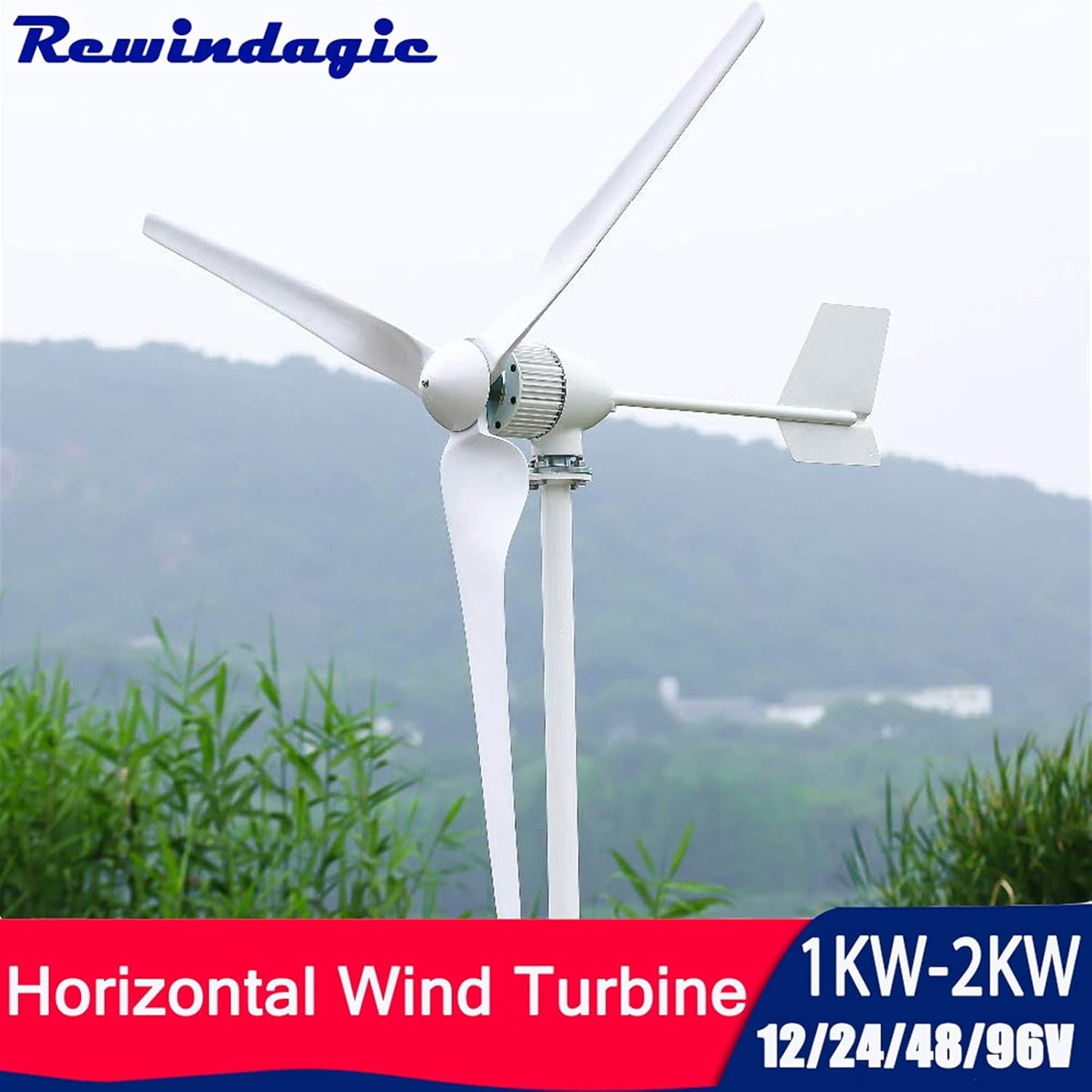 1000w 1500w 2000w Wind Power Turbine Generator 12v 24v 48v 96v with Controller Inverter Free Energy for Homeuse High Efficiency Outdoor Power Tools (Color : Wind Turbine Only Voltage : 12)