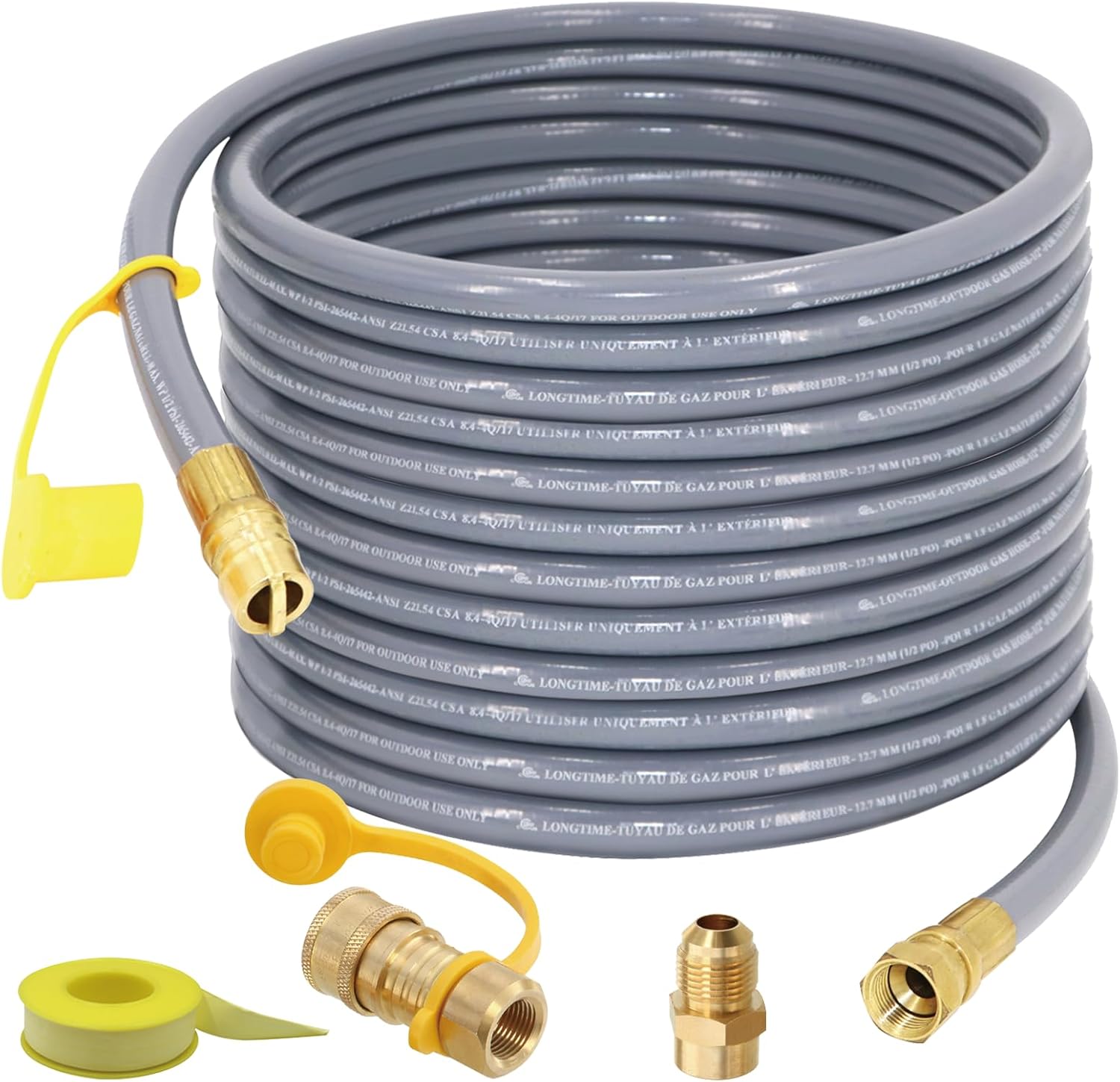 48 Feet 1/2-Inch ID Natural Gas Hose with Quick Connect Fitting for weber, charbroi, Grill, Pizza Oven, Patio Heater and More NG Appliance, Propane to Natural Gas Conversion Kit - CSA Certified