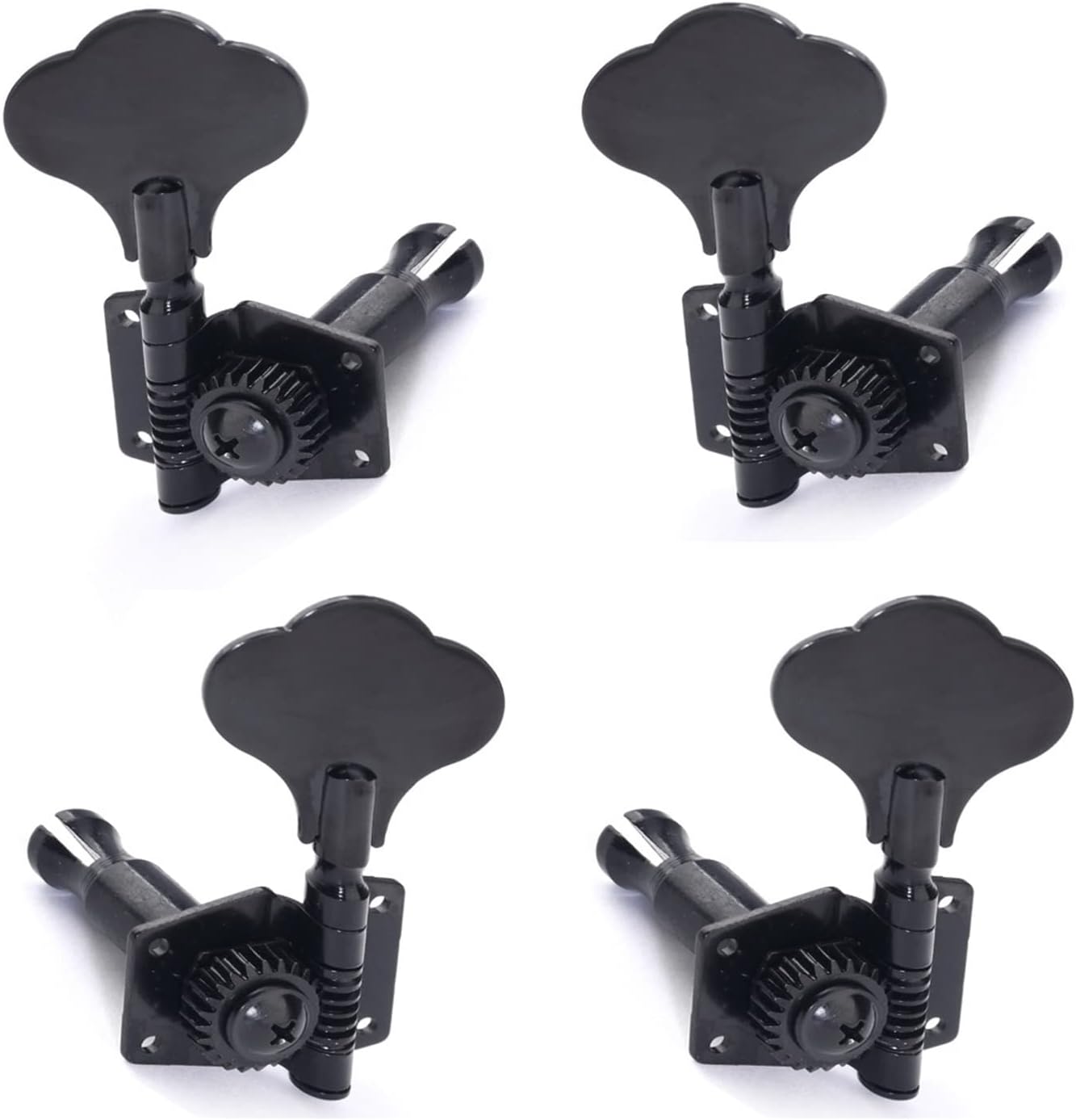 2R2L Open Gear Bass Tuners Tuning Pegs Keys Machine Heads Set, Black (4 Pieces) Guitar Machine Head Tuners