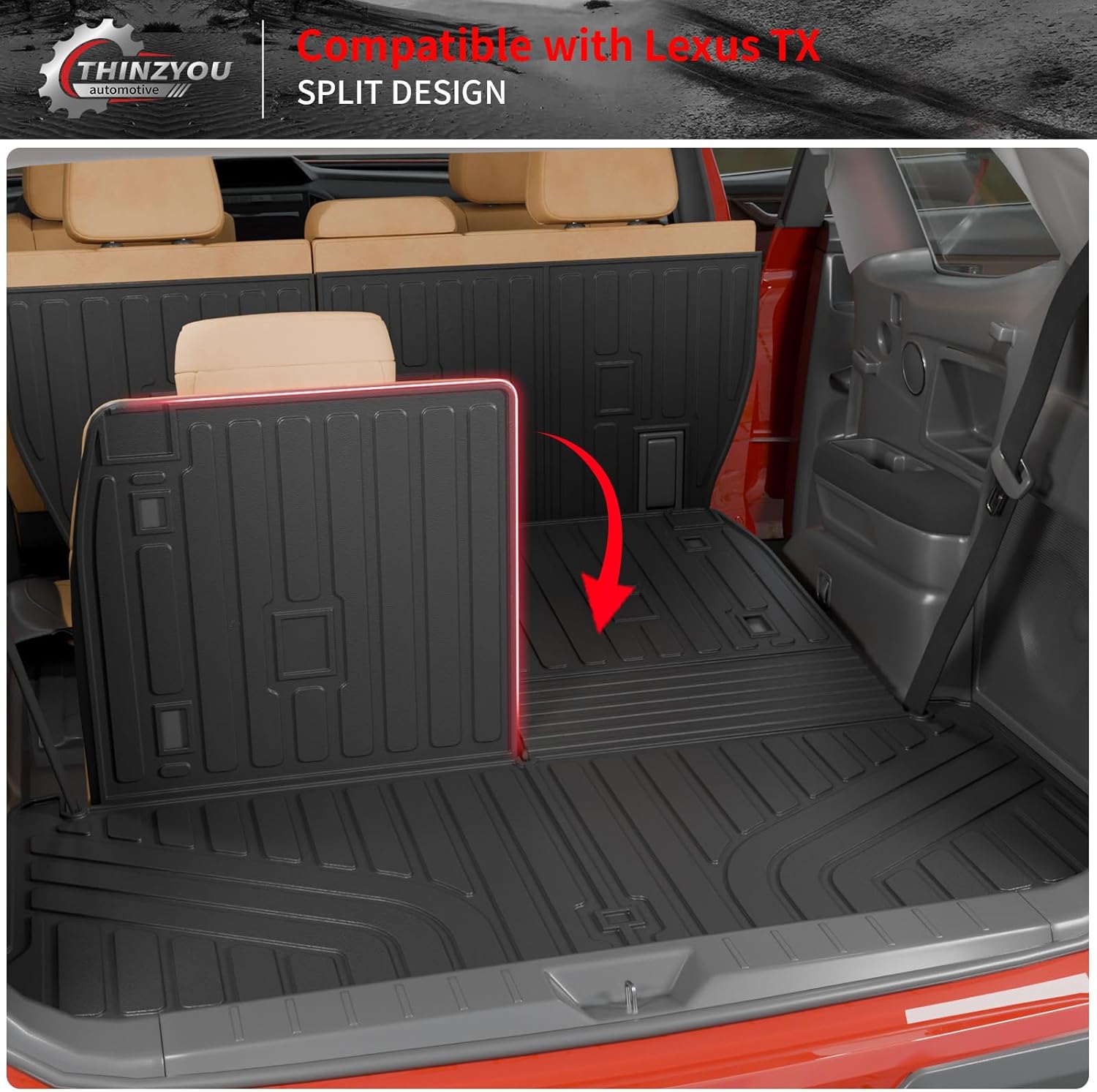 Floor Mats Compatible with 2024 2025 2026 Lexus TX350 TX500h TX550h+ 7 Seats Cargo Mat Trunk Liner Kick Mats All Weather TX Accessories (Floor Mats+Trunk Mat+2nd&3rd Row Backrest Mats)