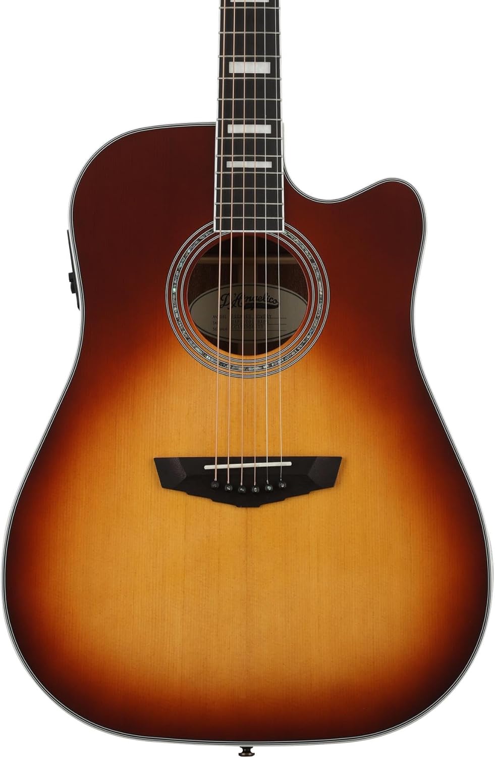 D'Angelico Electro 6 String Acoustic-Electric Guitar, Right, Iced Tea Burst (DAPD500ITBAPS)