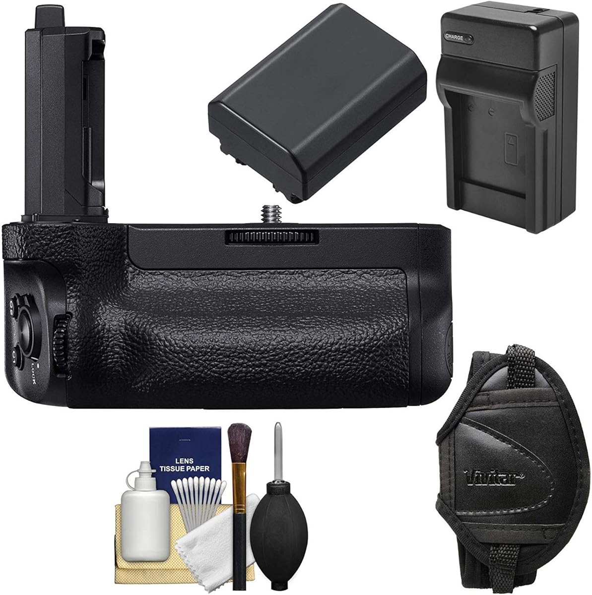 Sony VG-C4EM Vertical Battery Grip with Battery & Charger + Wrist Strap + Kit for Alpha A7R IV & A9 II Cameras