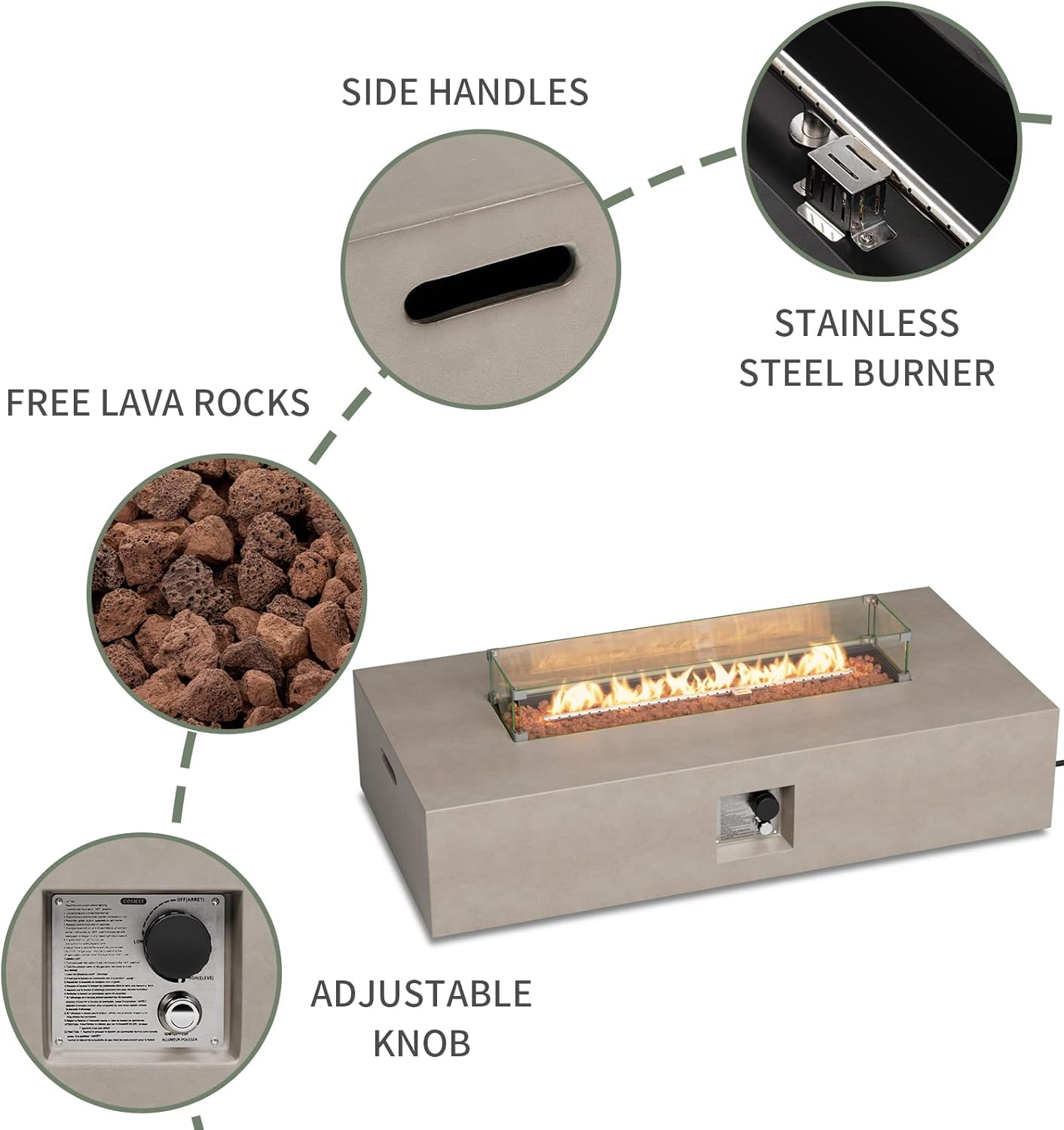 COSIEST Outdoor Propane Fire Pit Table 56