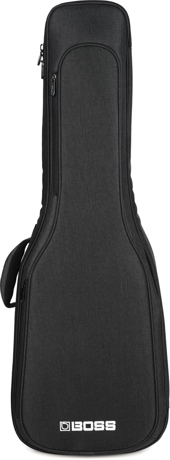 BOSS CB-EG10 – Lightweight Soft Guitar Gig Bag – Thick Internal Padding – Backpack Straps for Easy Transport – Accessories Pockets and Heavy-Duty Zippers, Black