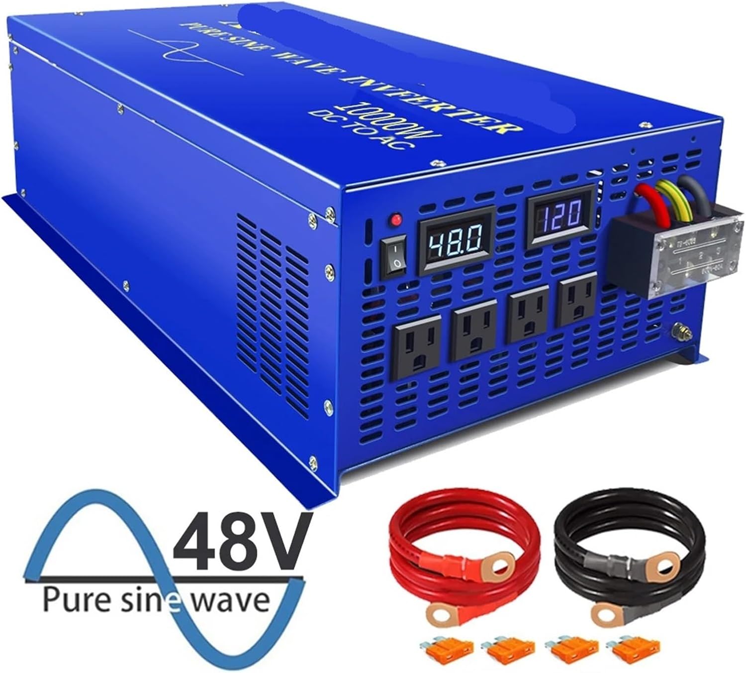 10000W Pure Sine Wave Inverter 24V 220V Solar Inverter Power Bank Battery Converter 12V/36V/48V/96V DC to 110V/120V/230V/240V AC(60V,220V)