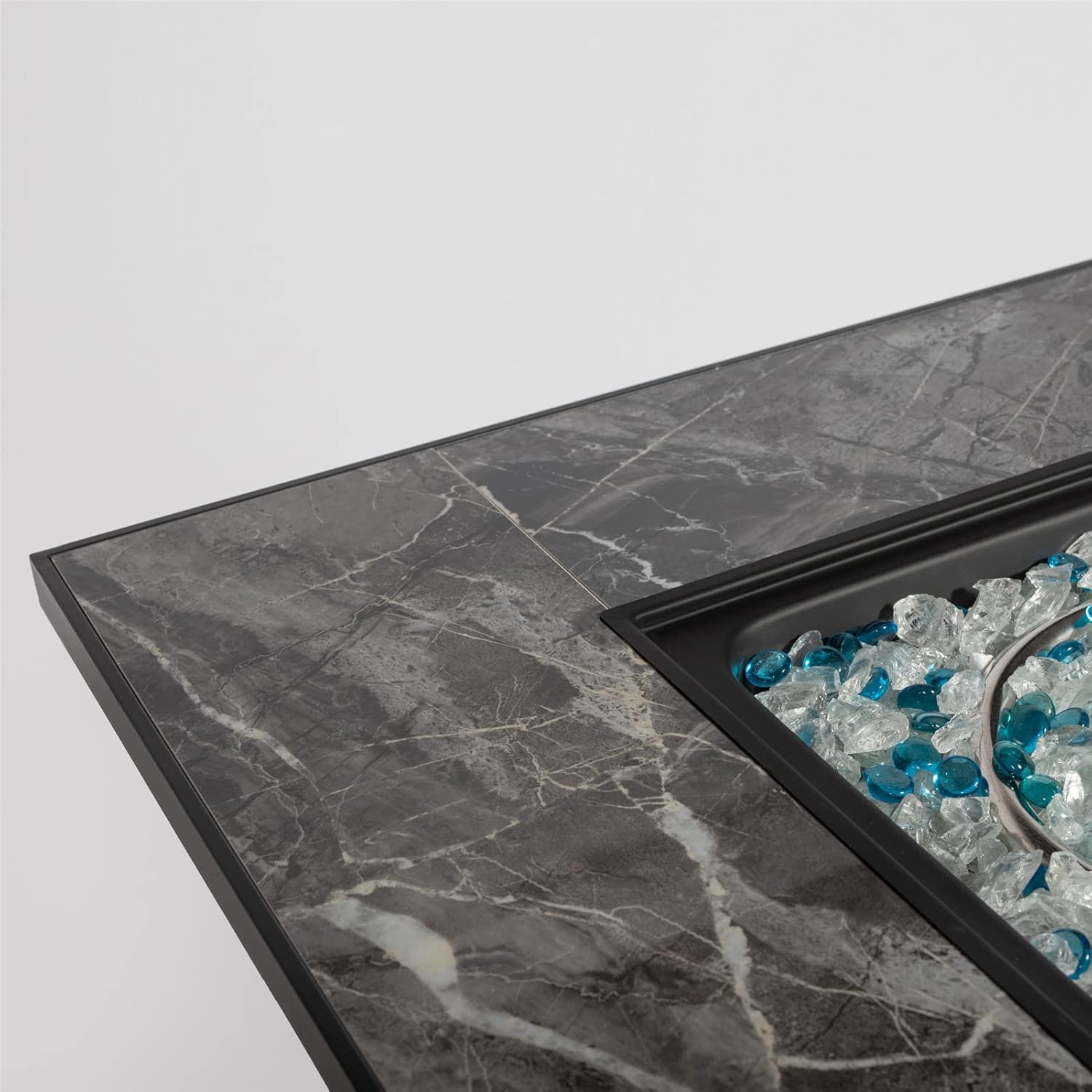 30-Inch Outdoor Propane Fire Pit Table with Ceramic Tile Tabletop – 40,000 BTU Heat Output, Dark Brown Wicker Design, Adjustable Flame, Steel Lid, Rain Cover & Glass Rocks Included – ETL Approved