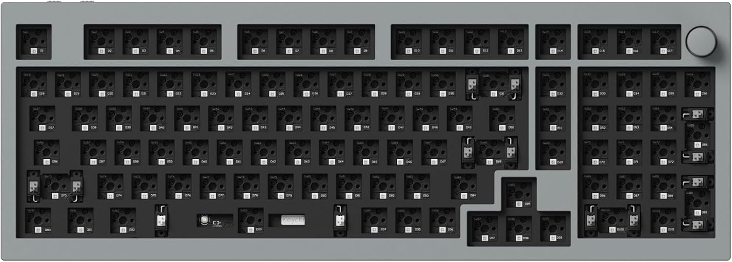 Keychron Q5 Pro Custom Wireless QMK/VIA Mechanical Keyboard Barebone, 96% Layout with Programmable Knob Double-Gasket Design, Hot-Swappable RGB Backlit Compatible with Mac Windows Linux - Gray
