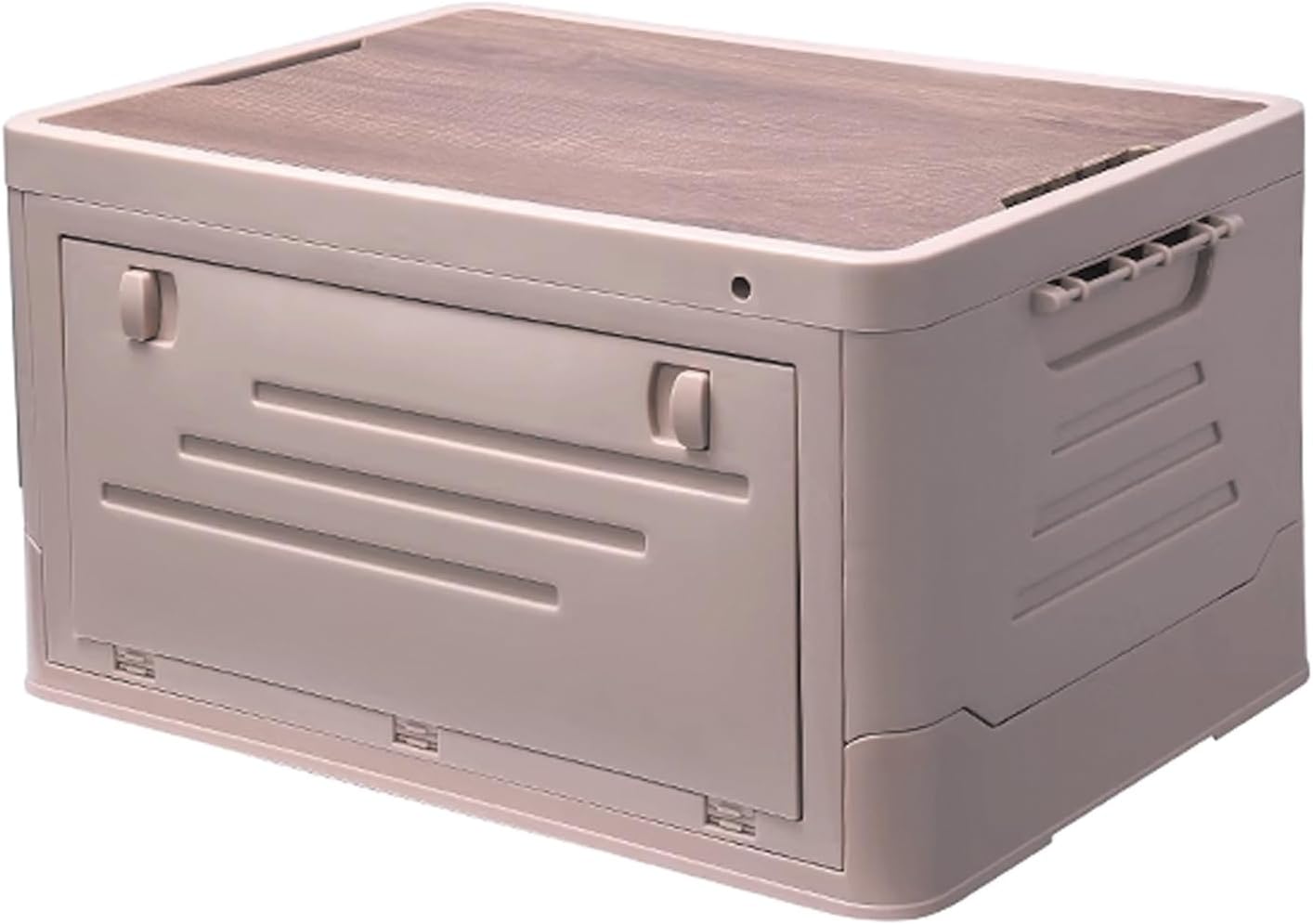 Outdoor Storage Deck box Storage Boxes With Lids Foldable With a Wooden top Suitable for Outdoor Picnics Hiking and car Trunks Waterproof and Large Capacity(Apricot color)