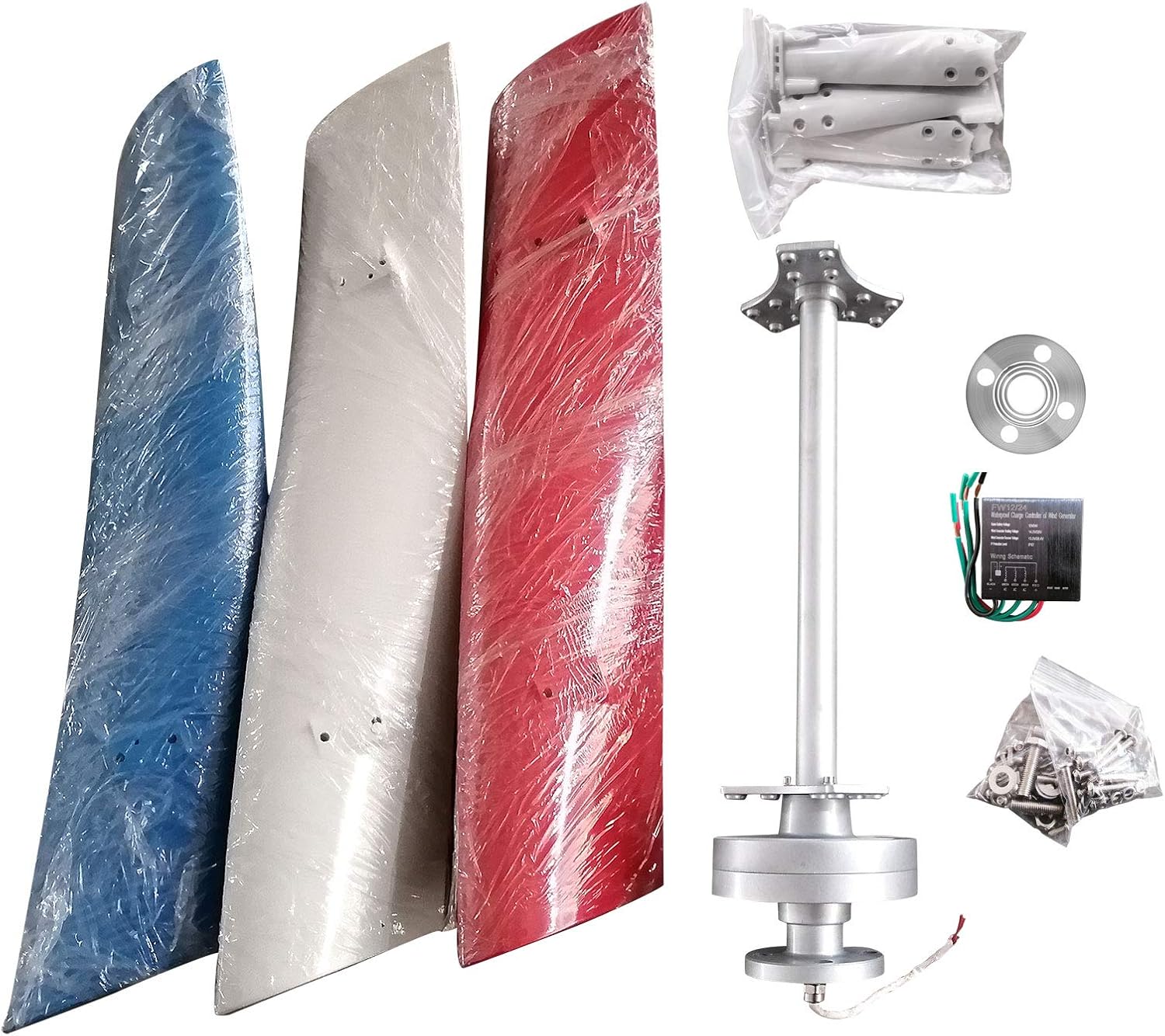 Wind Turbine Generator Kit, 400W 12V/24V 3 Blade Portable Vertical Helix Wind Power Turbine Generator Kit with Charge Controller, Nature Power System for Marine RV Home Industrial Energy