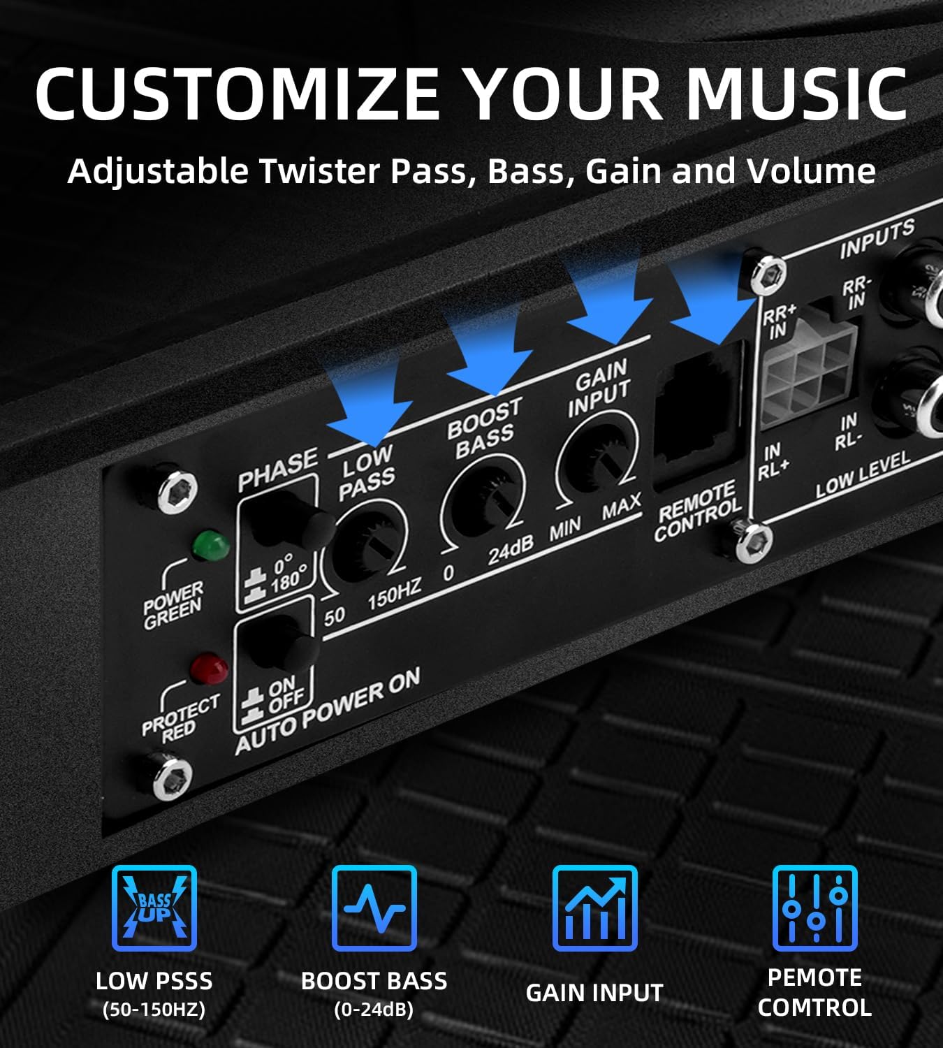 2026 Upgraded 1600W Slim Underseat Car Subwoofer and Amp Package with RGB Beat-Synced Light, Individual Control for Low Pass/Gain/Boost Bass, Clean Deep Bass Perfect for Truck, SUV, Jeep