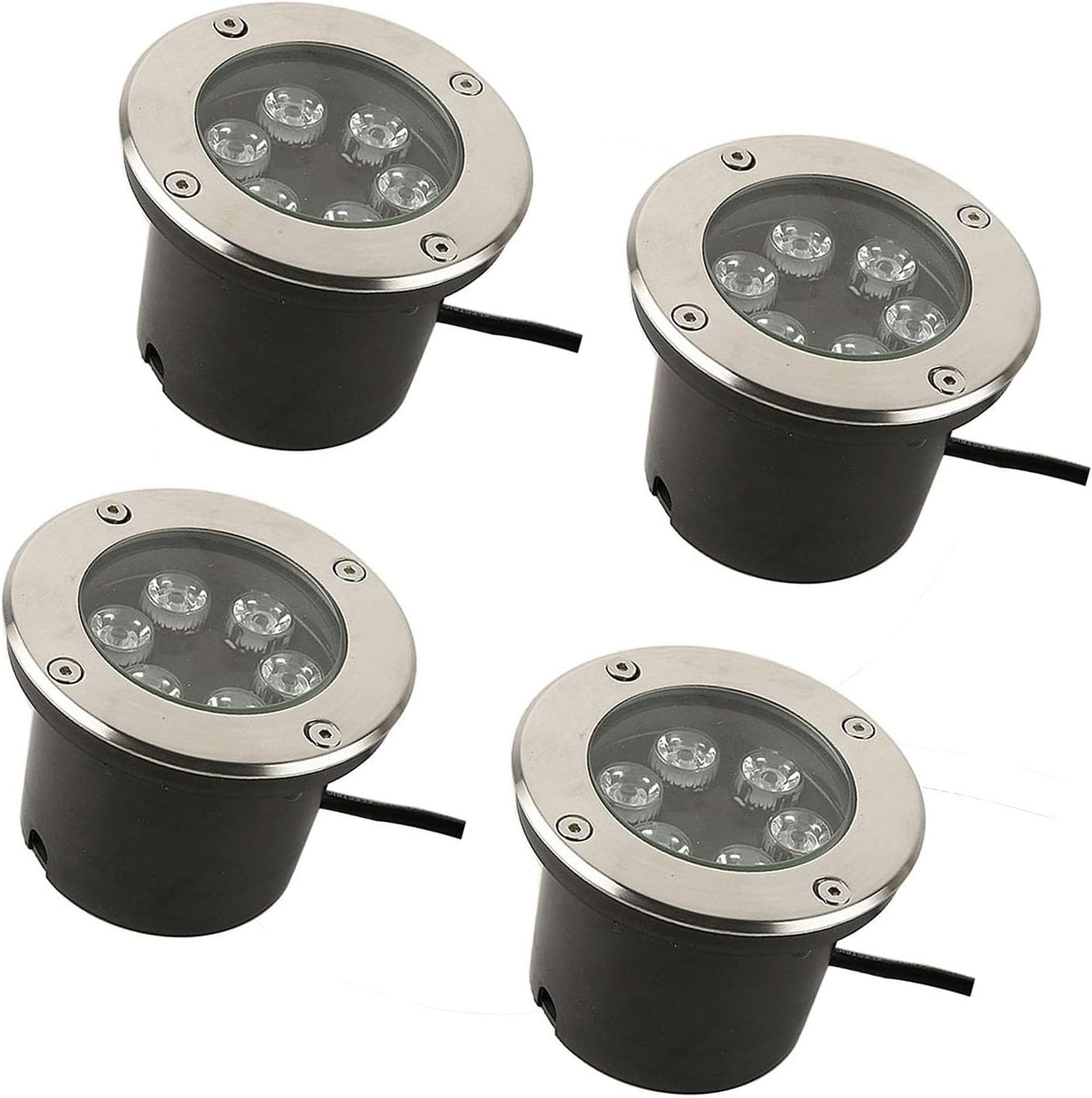 4Pcs Ground LED Landscape Lights - 85-265V Underground Light Round Garden Floor Lamp, IP65 Waterproof Outdoor Spotlight, Stainless Tempered Glass Spotlight(Green,24W)