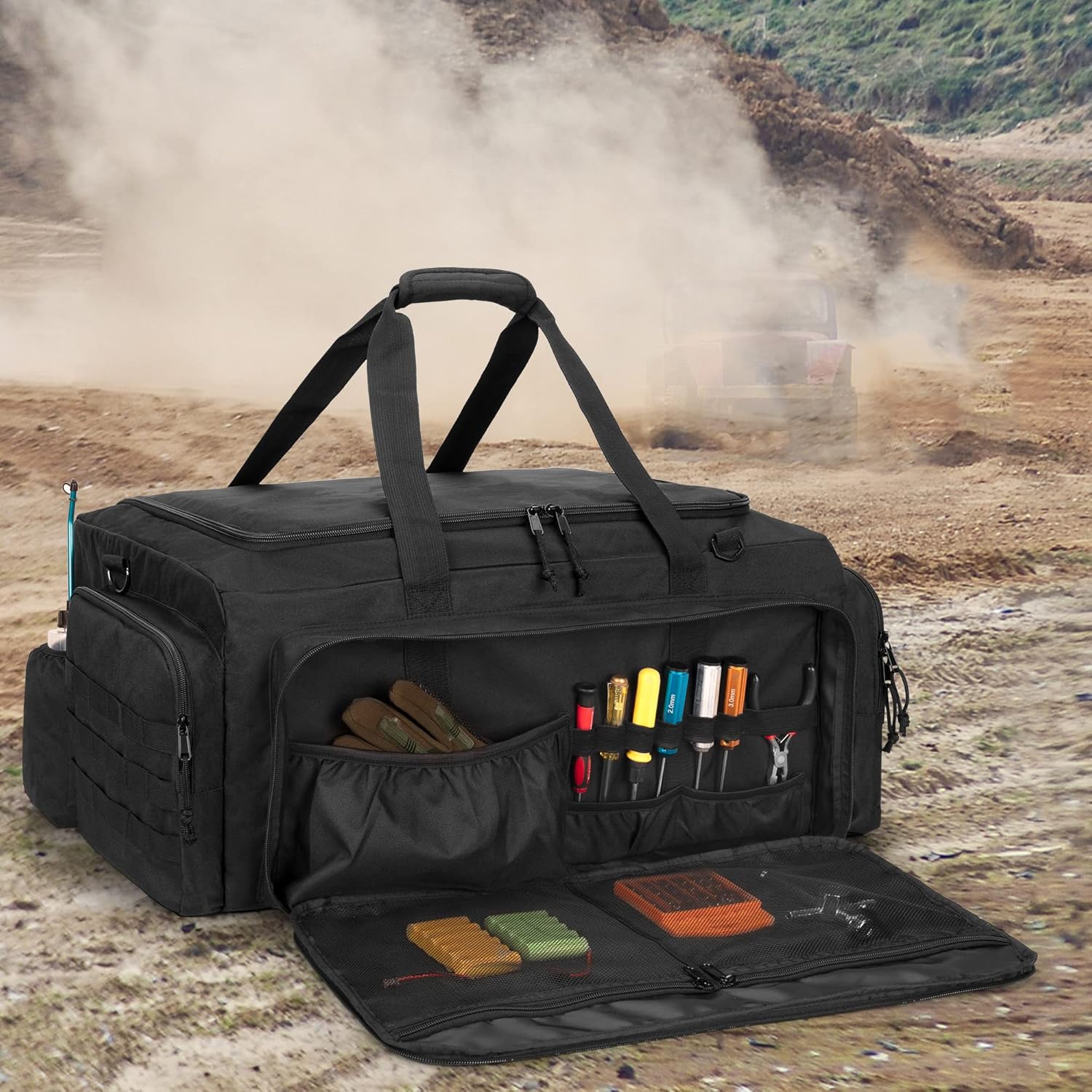 RC Car Bag for 1/8 and 1/10 Car, RC Carry Case Compatible with Traxxas 1/8 Car, Multi-Pockets to Store Tools and Other Accessories, Adjustable Shoulder Strap for Easy Carrying (Patent Design)