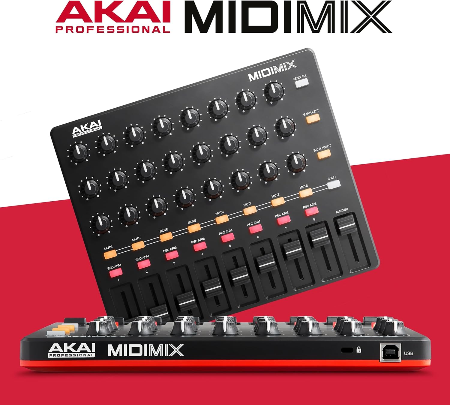 Akai Professional MIDImix - USB MIDI Controller Mixer with Assignable Faders & Master Fader, 24 Knobs and 16 Buttons, 1 to 1 Mapping With Ableton Live
