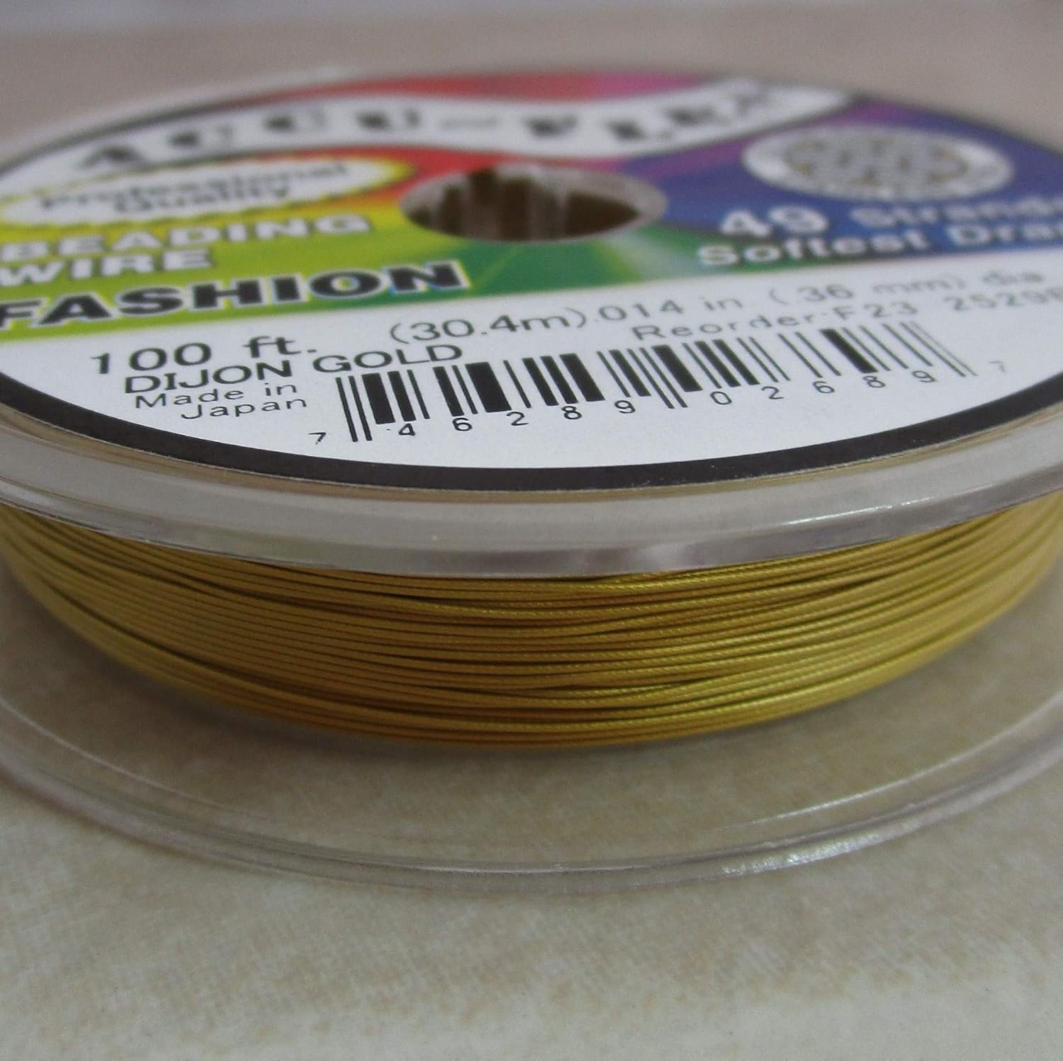 Beading Wire Gold .014 Inch 49 Strand 100 Feet