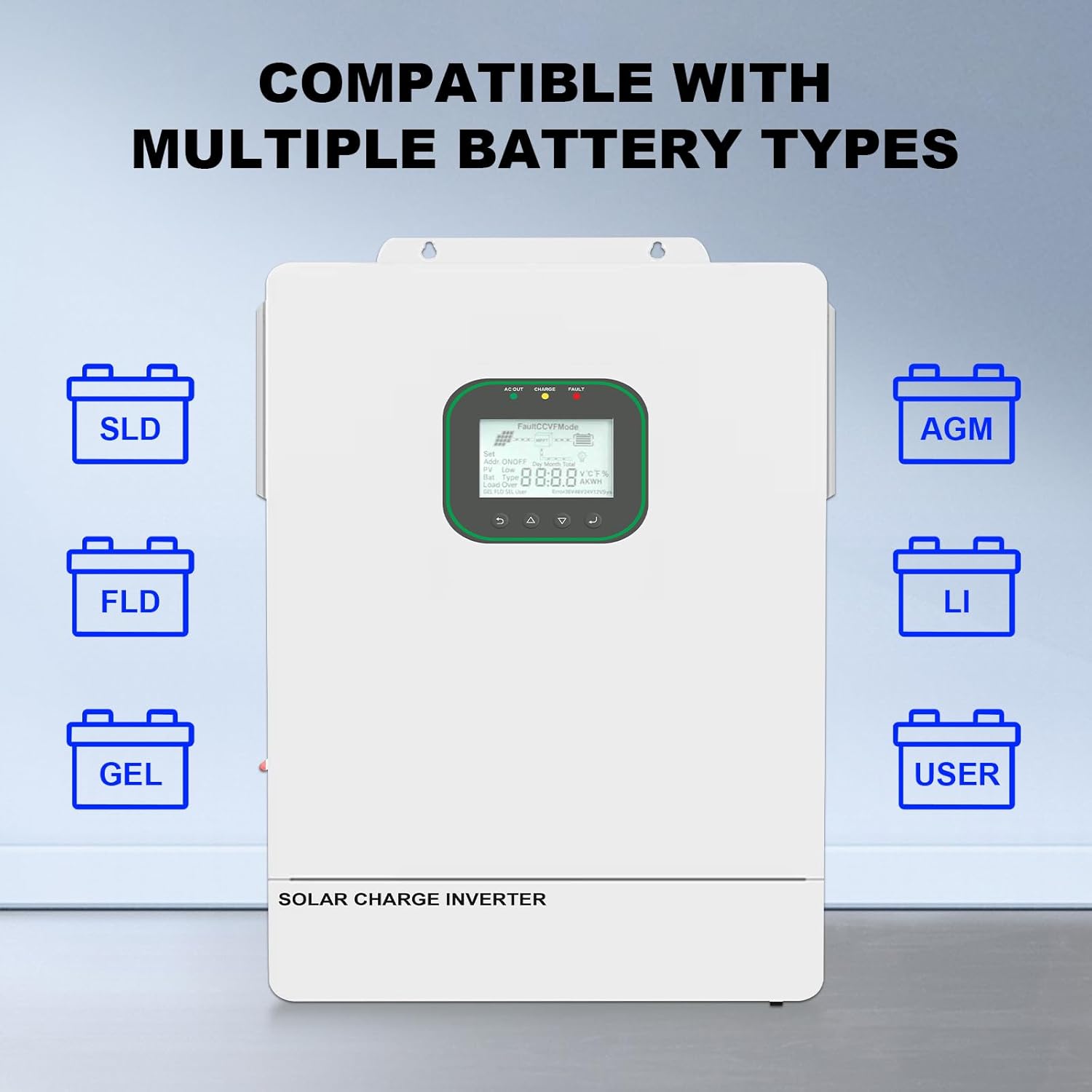 6500W All in One Solar Hybrid Inverter with WiFi, MAX .6 Parallel, Pure Sine Wave with CT Sensor, Built-in 2 MPPT Solar Charge Controller, 48V to 120V-240V with CT Sensor for Home, RVs, Lead Acid/Li