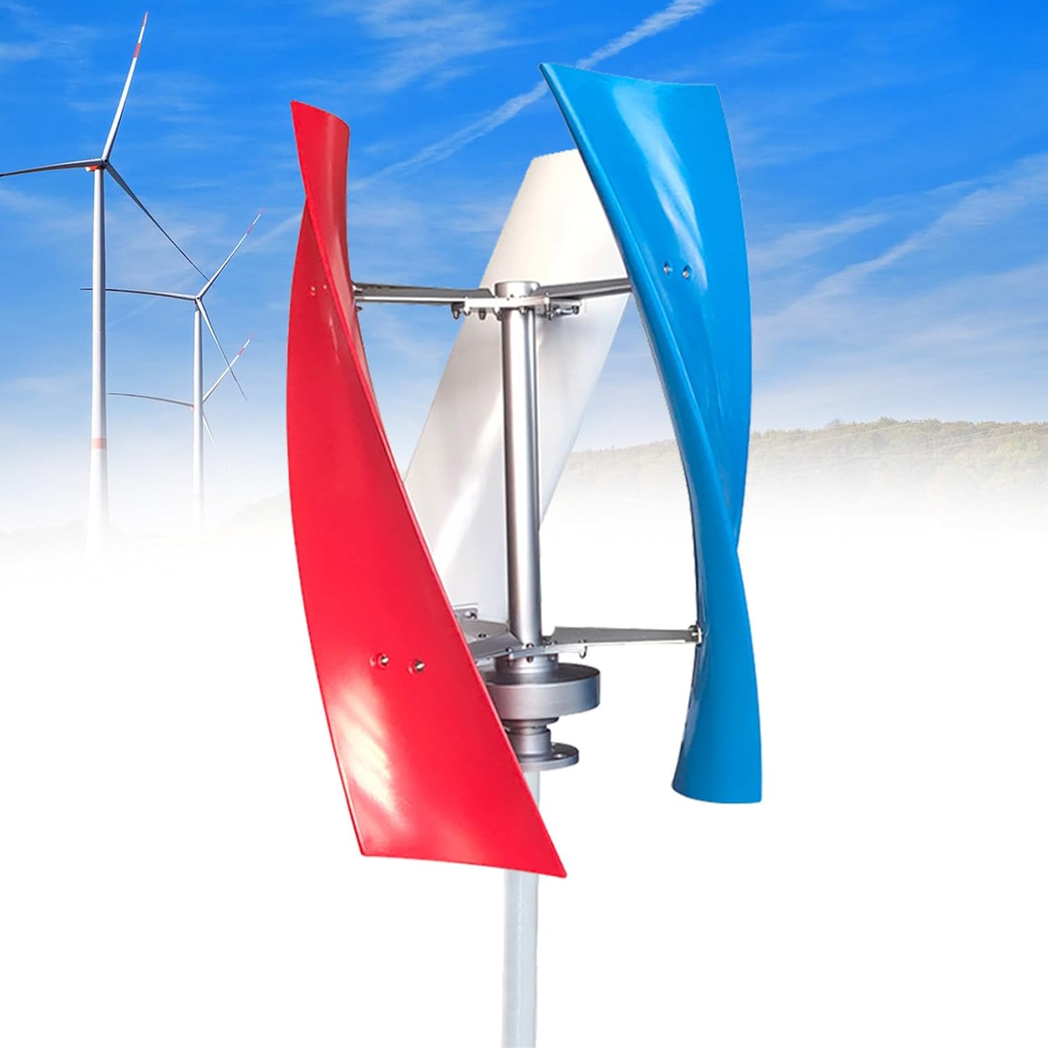 6000W Vertical Wind Turbine Generator, 12V/24V DC 3-Blade Windmill with Controller, High Efficiency Renewable Energy Solution for Home & Street Lighting, Eco-Friendly Power Generation
