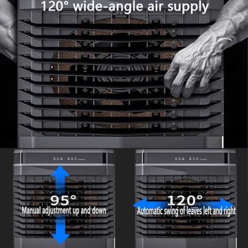 Portable Air Conditioner Cooling Fan with 1-12H Timer 3 Mode 8M/S Wind w/4 Ice Box Cooling AC Unit No Hose Needed Air Cooler with Large Water Tank for Home Bedroom Office