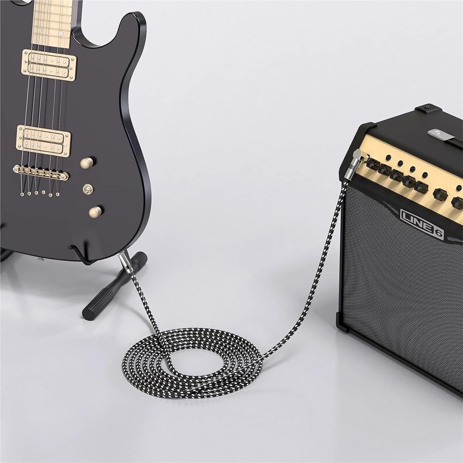 2Packs 6.5mm Guitar Cable Electric Instrument Patch Cable Bass AMP Cord 6.5mm 1/4 Straight Mono Cable for Mandolin Pro Audio(Straight-2PK,0.5m)