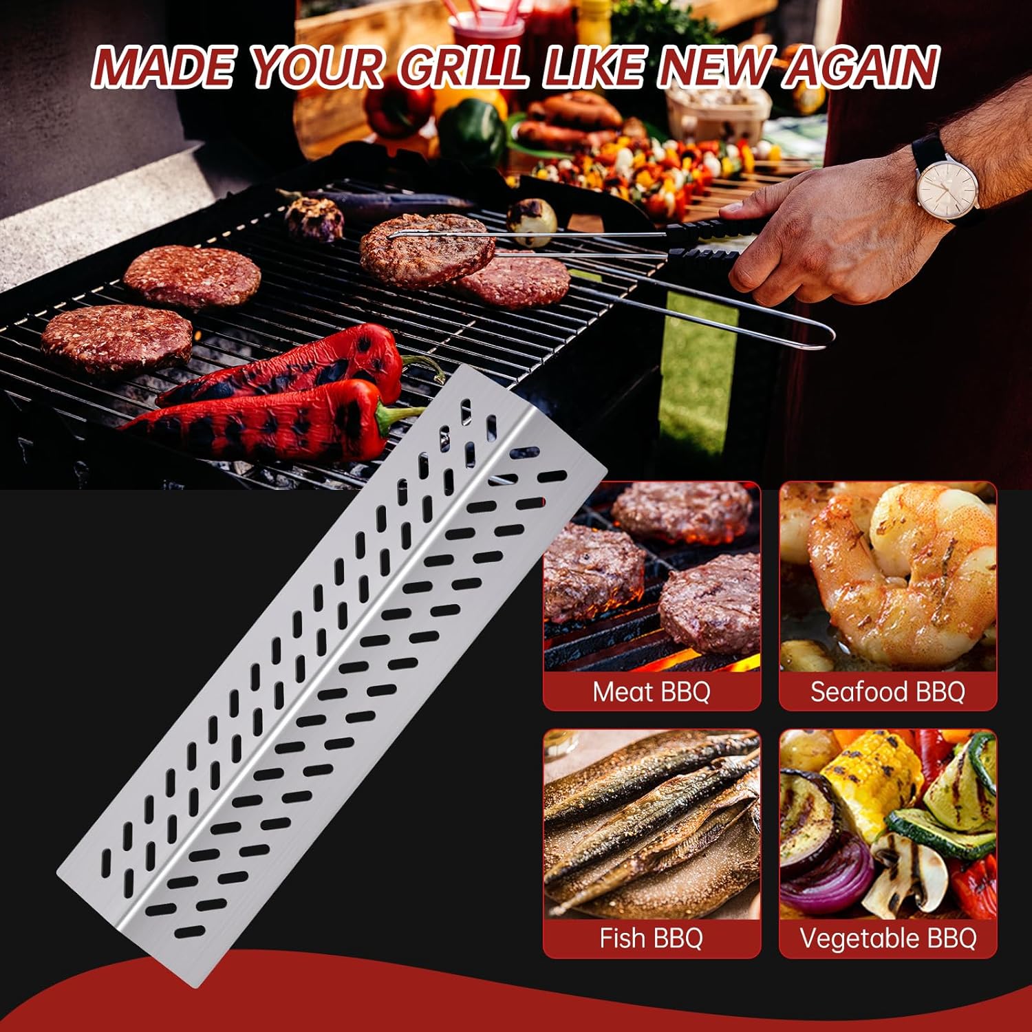 16516 16631 16520 Grill Burner Replacement for 5 Burners Bull Grill Replacement Parts Bull Brahma 57568 57569, Cal Flame BBQ04103000, BBQ04103010-CC, Grill Heat Plates Grill Parts Accessories