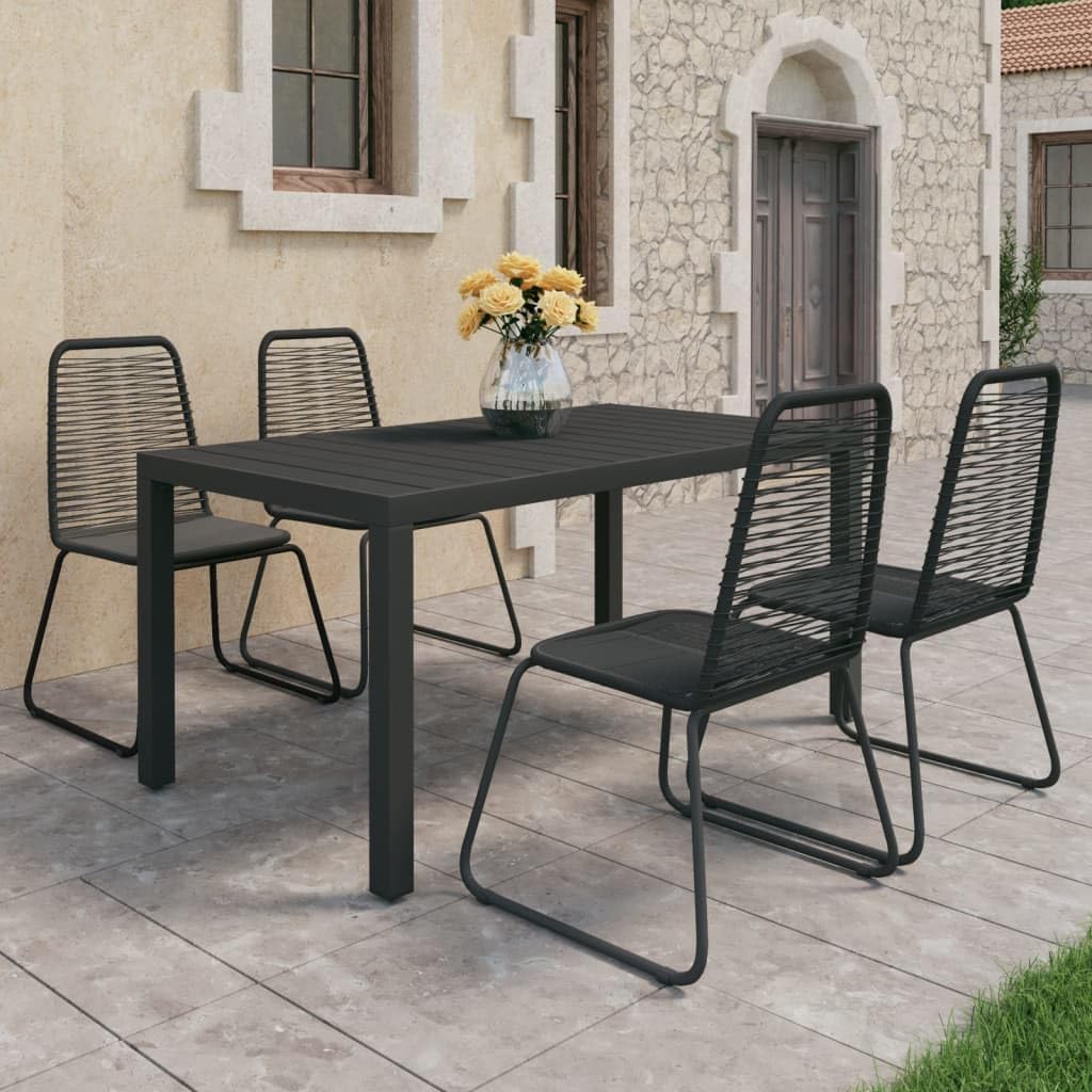 5 Piece Patio Dining Set PVC Rattan Black,Outdoor Patio Furniture Set Durable and Lightweight Garden, Terrace Patio Furniture Sets, Outdoor Furniture Sets