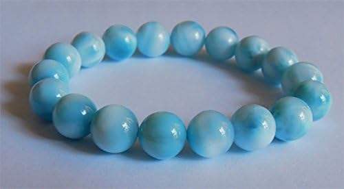 1 strands natural blue larimar stretch finish bracelet round beads 10mm 02446