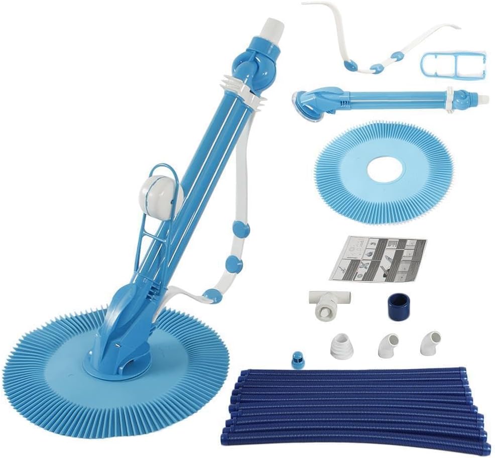Automatic Swimming Pool Cleaner Vacuum Hose Set with 10pcs Durable Hose - Powerful Suction That Removes Swimming Pool Debris, Cleans Floors, Walls, Steps