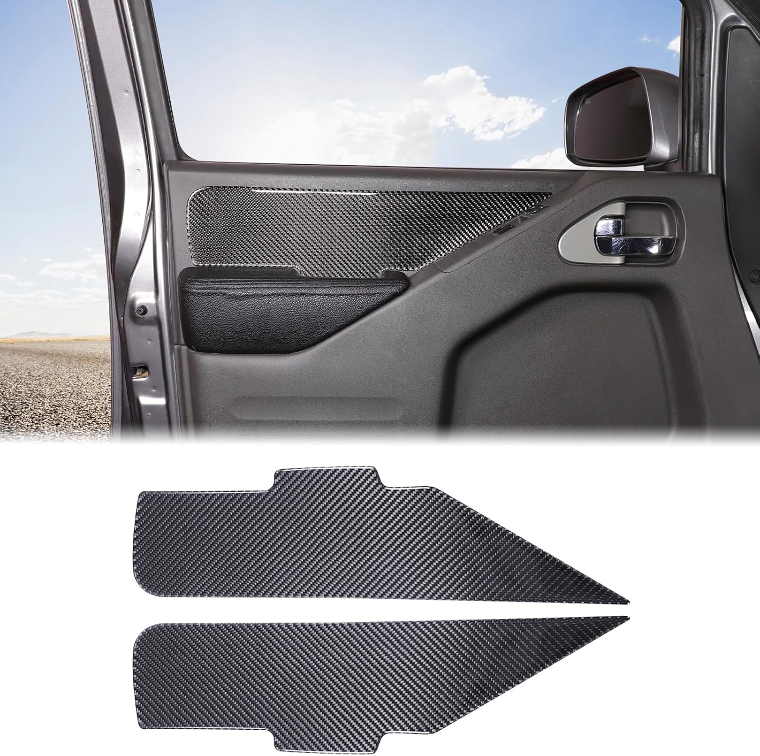 Aunginsy Inner Front Door Armrest Upper Panel Trim Sticker Compatible with Nissan Frontier 2009-2017 Pickup Truck Front Door Armrest Panel Anti-Scratch Decorative Sticker Protection Cover Accessories