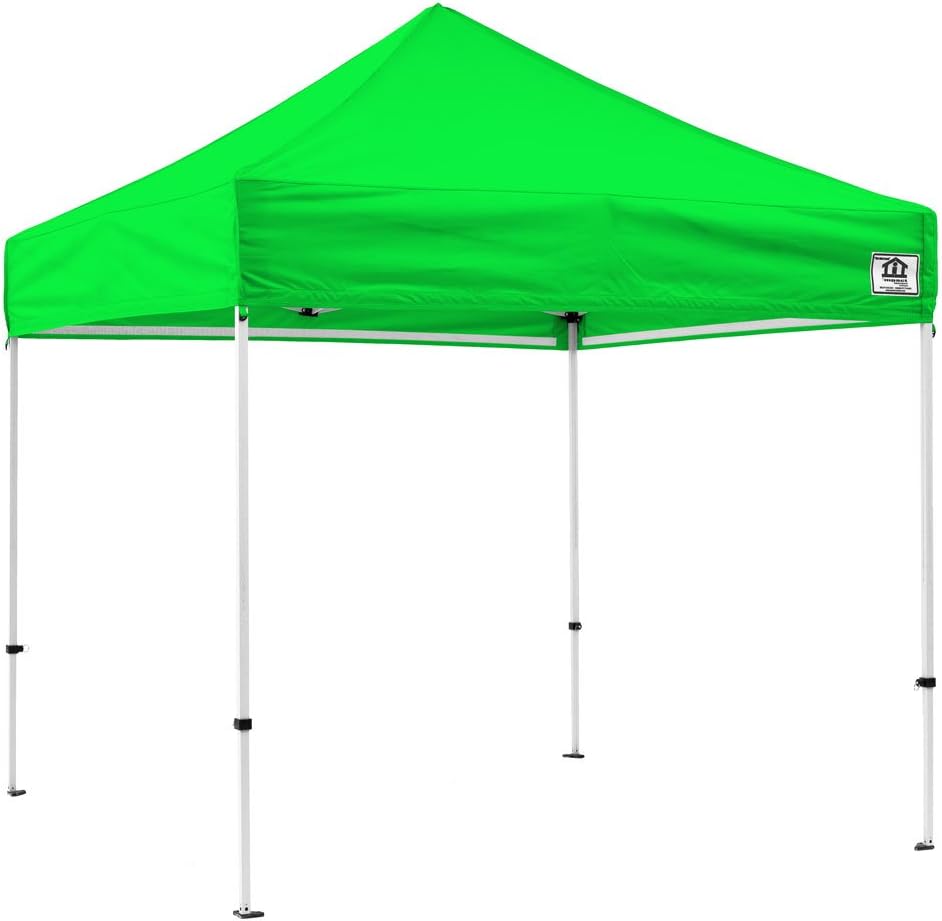 Impact Canopy 10' x 10' Pop-Up Canopy Tent, Powder-Coated Steel Frame, Straight Leg, Roller Bag, Lime Green