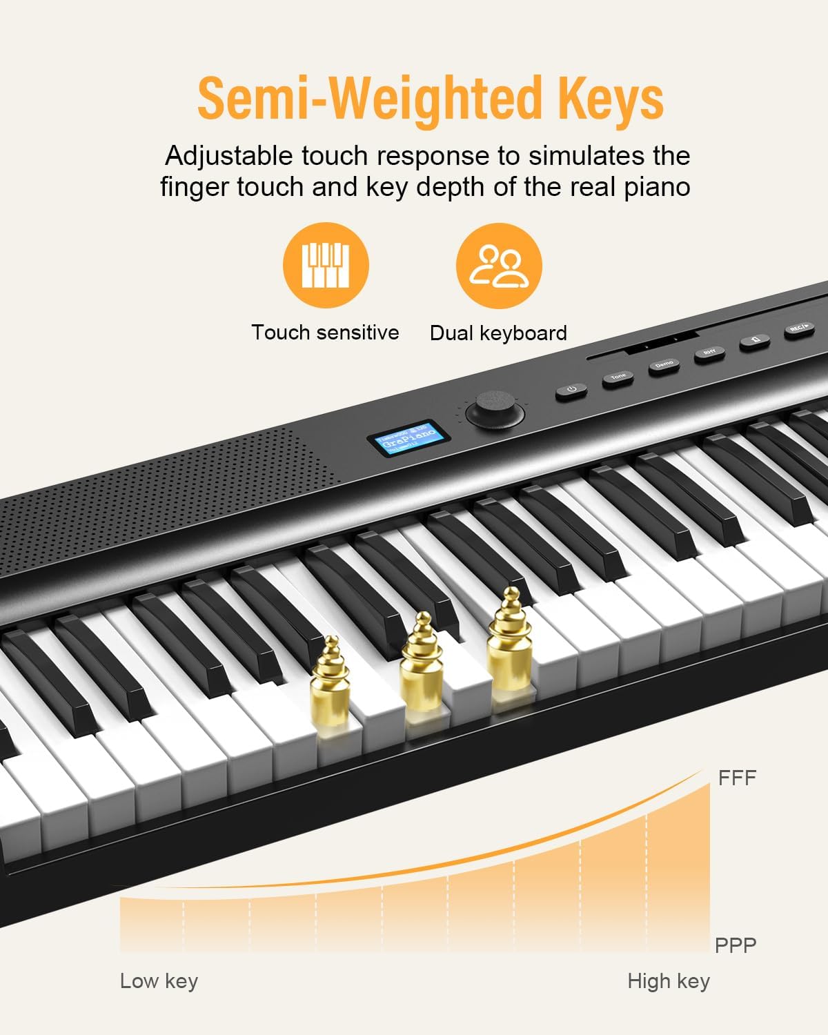 Upgraded Folding Piano Keyboard, 88 Key Full Size Semi Weighted Keyboard Support MIDI and Bluetooth, Portable Foldable Keyboard Piano with Sustain Pedal and Piano Bag, Best Gift for Beginner