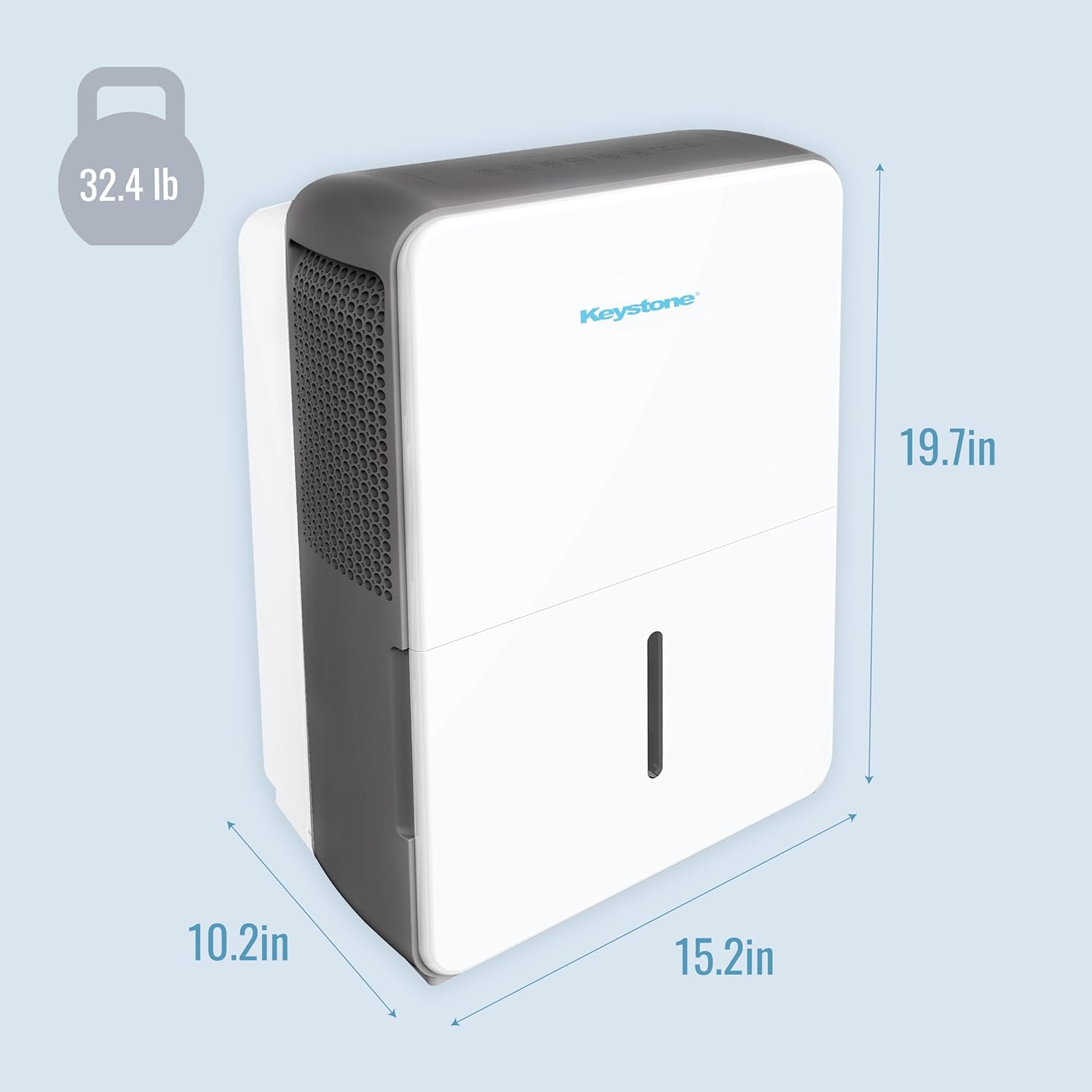 Keystone Energy Star 22-Pint Portable Dehumidifier for Large Rooms up to 1,500 Sq.Ft. with Auto-Shutoff & Timer, Quiet and Moisture Absorber For Basement, Garage, Living Room