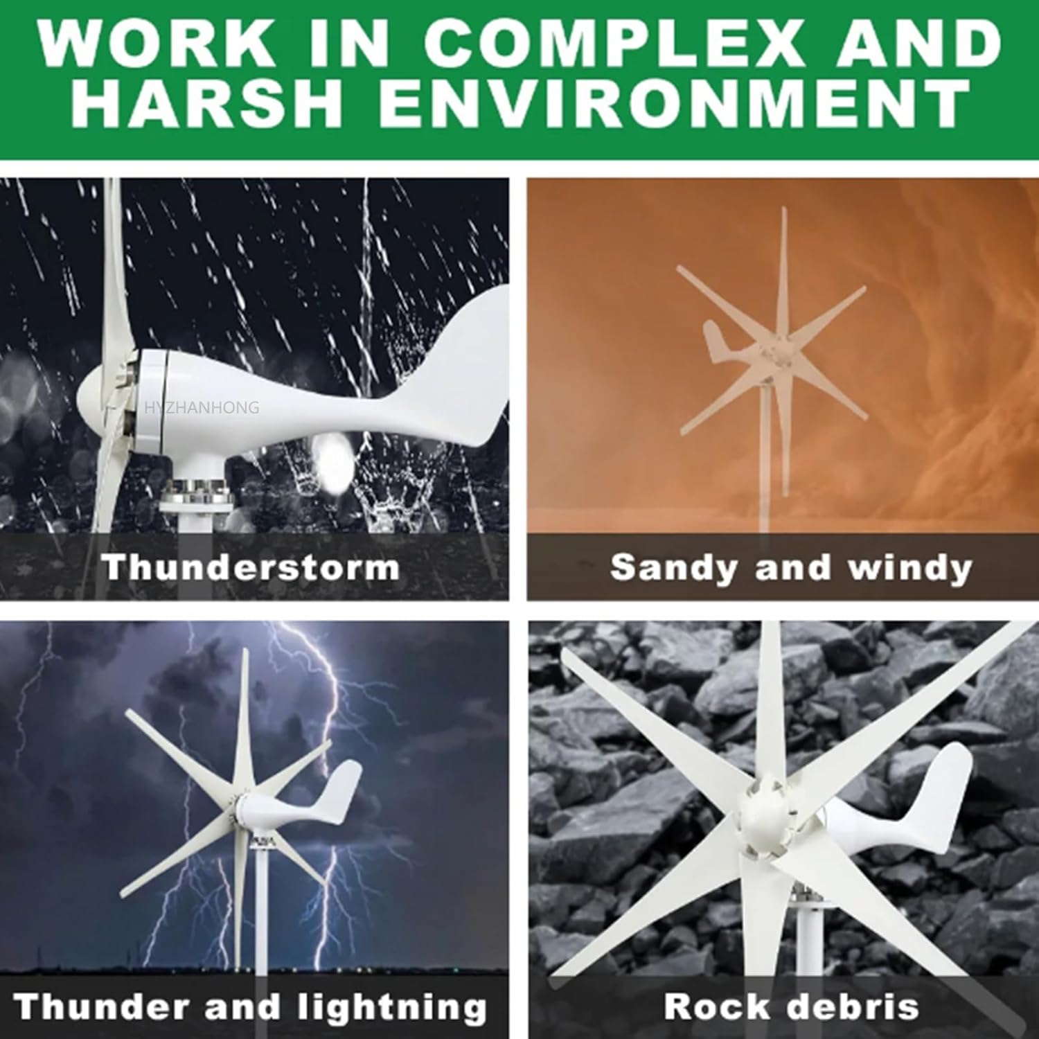 1200W Wind Turbine Generator Kit,with Charge Controller 6 Blades Horizontal Wind Turbine Generator for Farm Home Use(12V-48V)