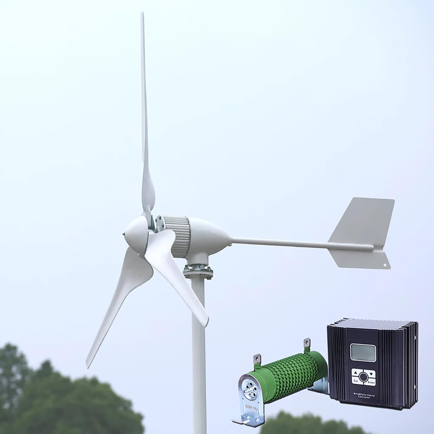 2000W 24V Wind Turbine Generator Kit 2KW Wind Power Generator & Hybrid Charge Controller Off Grid System for Home RV Marine Electricity Set