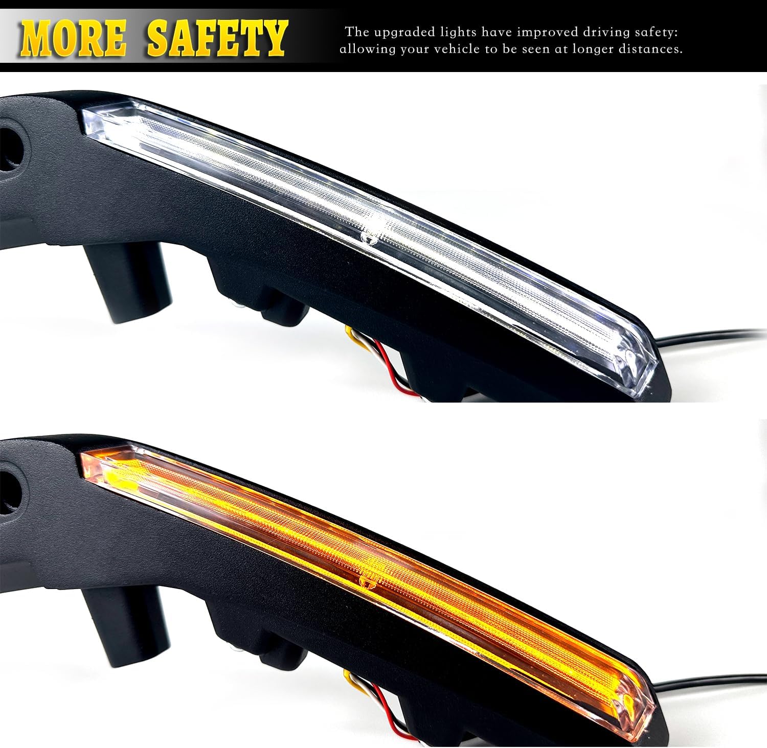 LED Hood Handle Lights fit for Ford Bronco 2021 2022 2023 2024 2025 Accessories Daytime Running Light Fog Light with White LED DRL - Amber Sequential Turn Signal