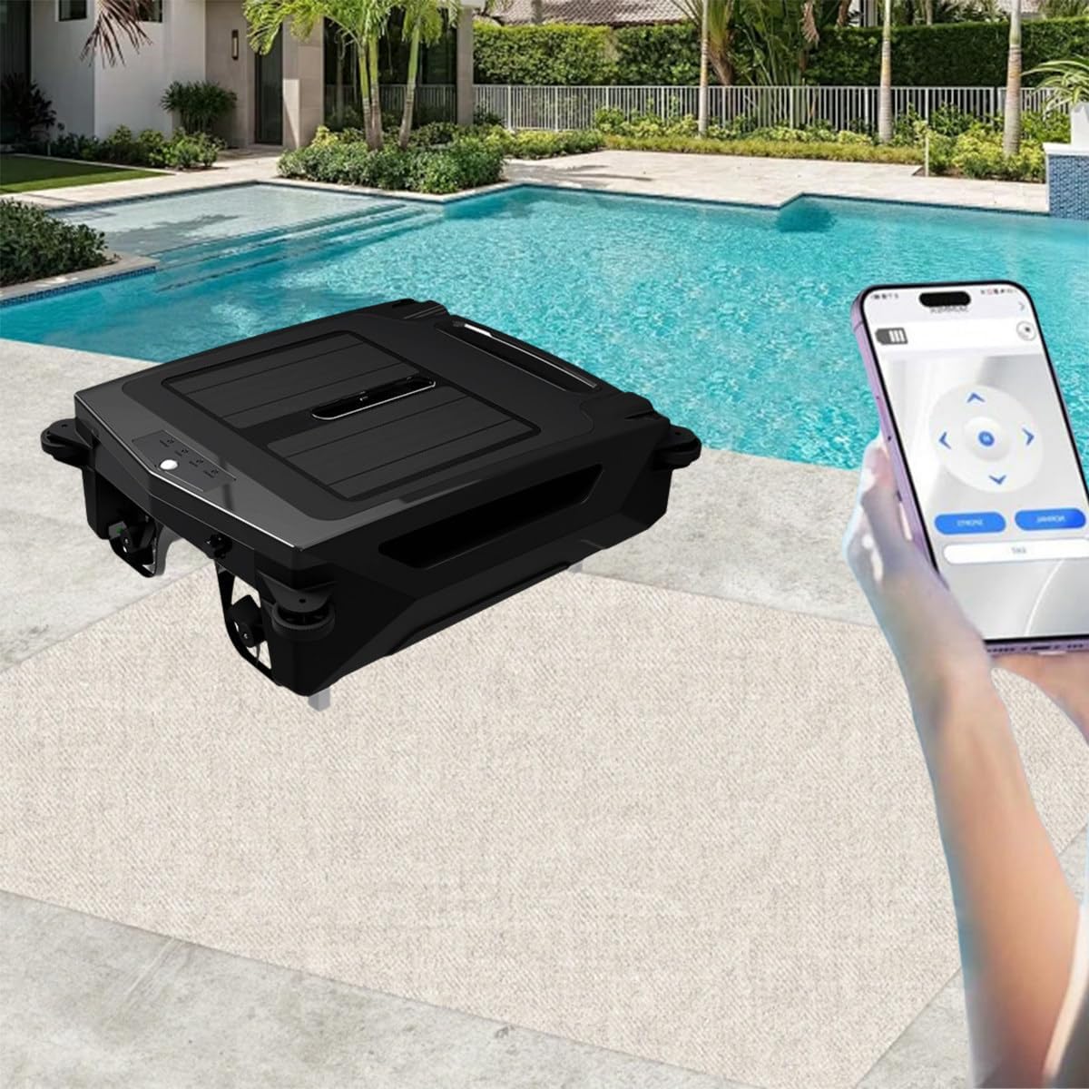 Pool Surfaces Skimmer Cleaner, Automatic Robotic Pool Cleaner, Automatic Pool Cleaning Robot, Path Optimization, APP Support, Brushless Motor, for All Swimming Pool