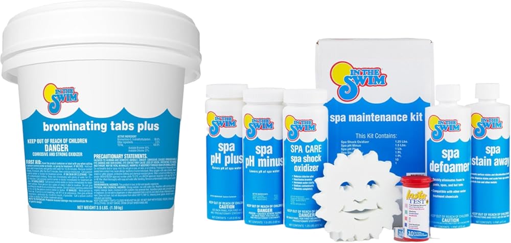 In The Swim Spa and Hot Tub Maintenance Kit and Bromine Plus Bundle – Pre-Stabilized, Low Odor, Chlorine Alternative