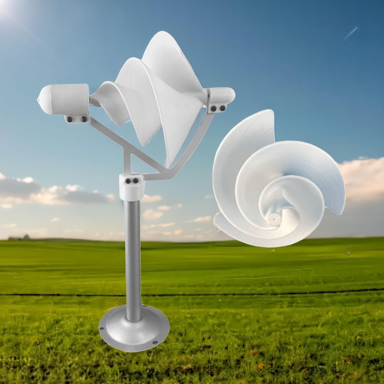 DIY Small Wind Turbine for Home　 10W Micro Spiral Wind Turbine Generator with LED Light Vertical Axis Wind Turbine Generator Model Permanent Magnet Generator Model(2pcs)