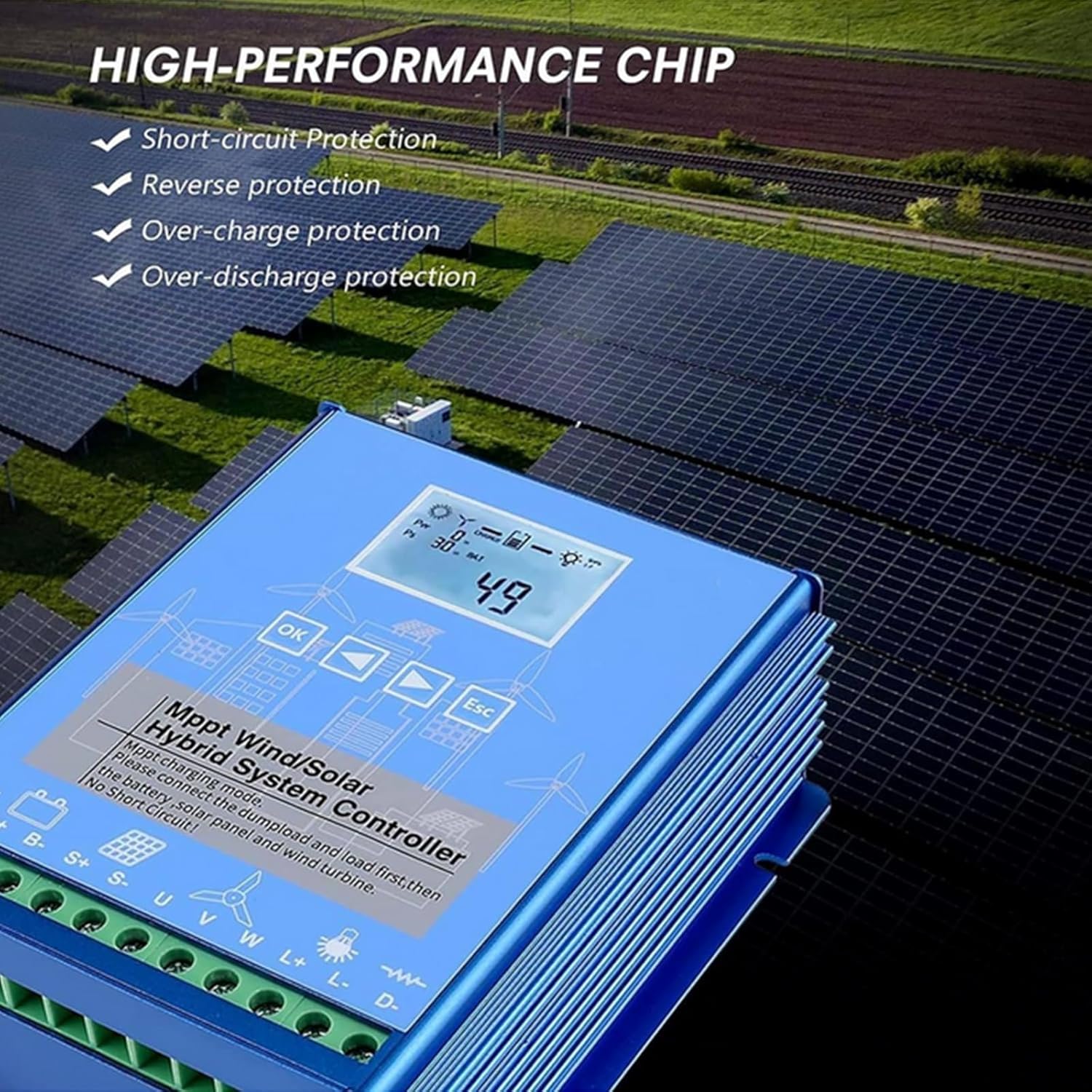 12V 24V 48V 8000W Wind Solar Hybrid Charge Controller, MPPT Charge for Solar Panel Wind Turbine,Apply to Lithium Lead Acid Battery12v,48V