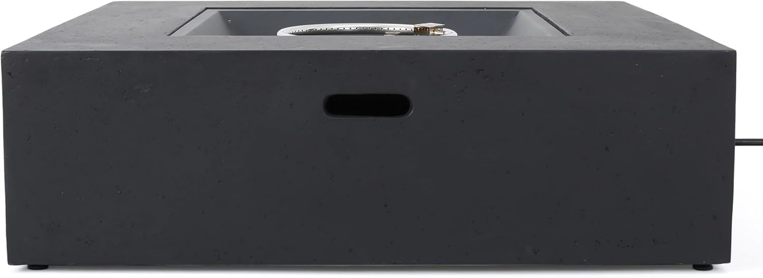 Roomfitters Outdoor Propane Fire Pit Table, 50,000 BTU Square Gas Fireplace with Tank Holder and Lava Rocks, Patio Heating, Dark Grey