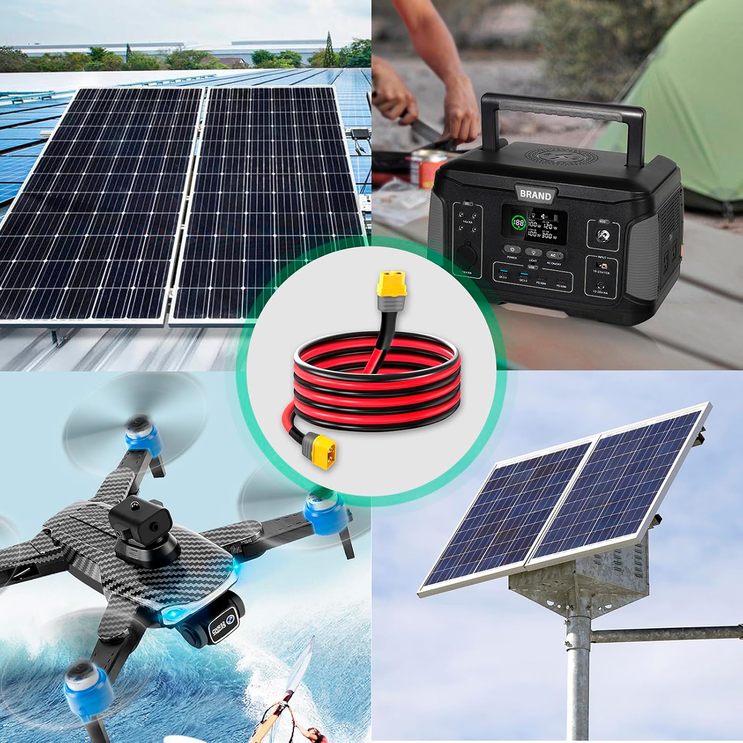 50FT XT60 Extension Cable with Male and Female Connectors XT60 Adapters Cable for Power Station and Rechargeable Batteries (12AWG 50FT)