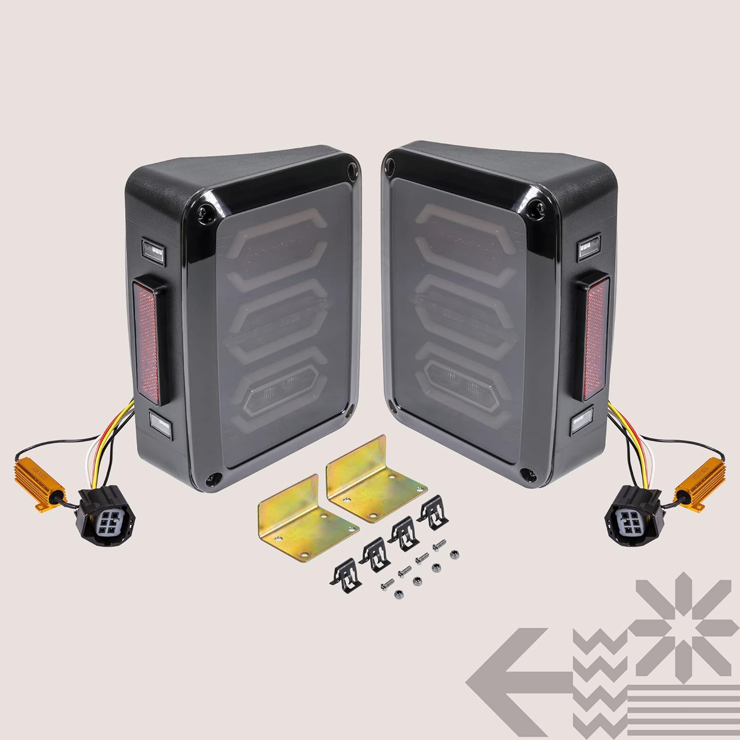 TRUE MODS LED Rear Tail Light Replacement for Jeep Wrangler [Hexagon Design] [Smoke Lens] [Plug n Play] LED Brake Light for Jeep Wrangler JK JKU Unlimited Accessories 2007-2018