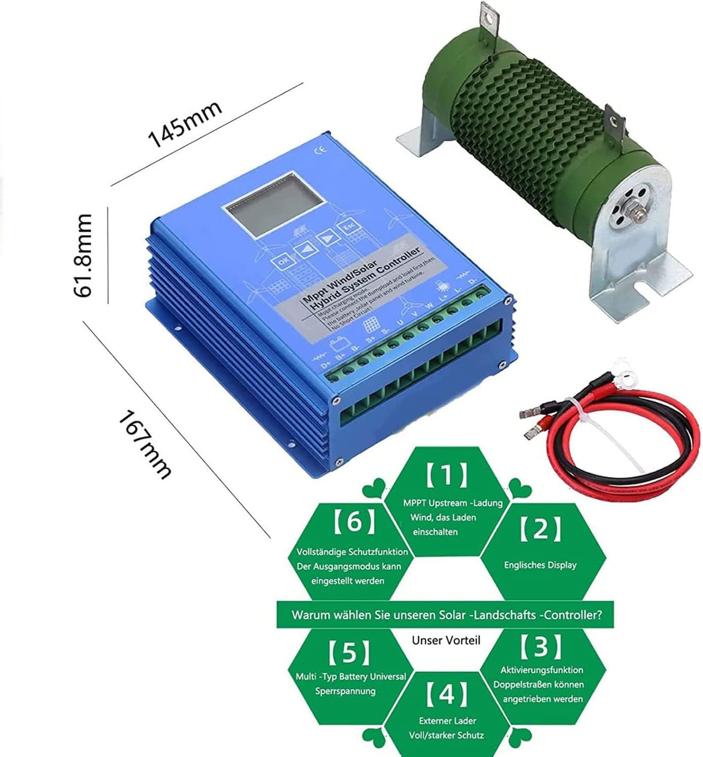 Wind Solar Hybrid Charge Controller 5000W-12000W 12V/24V/48V Auto Switch Regulator MPPT Wind Solar Hybrid Boost Controller for Wind Turbine Generator Charger Battery,12000W-48V