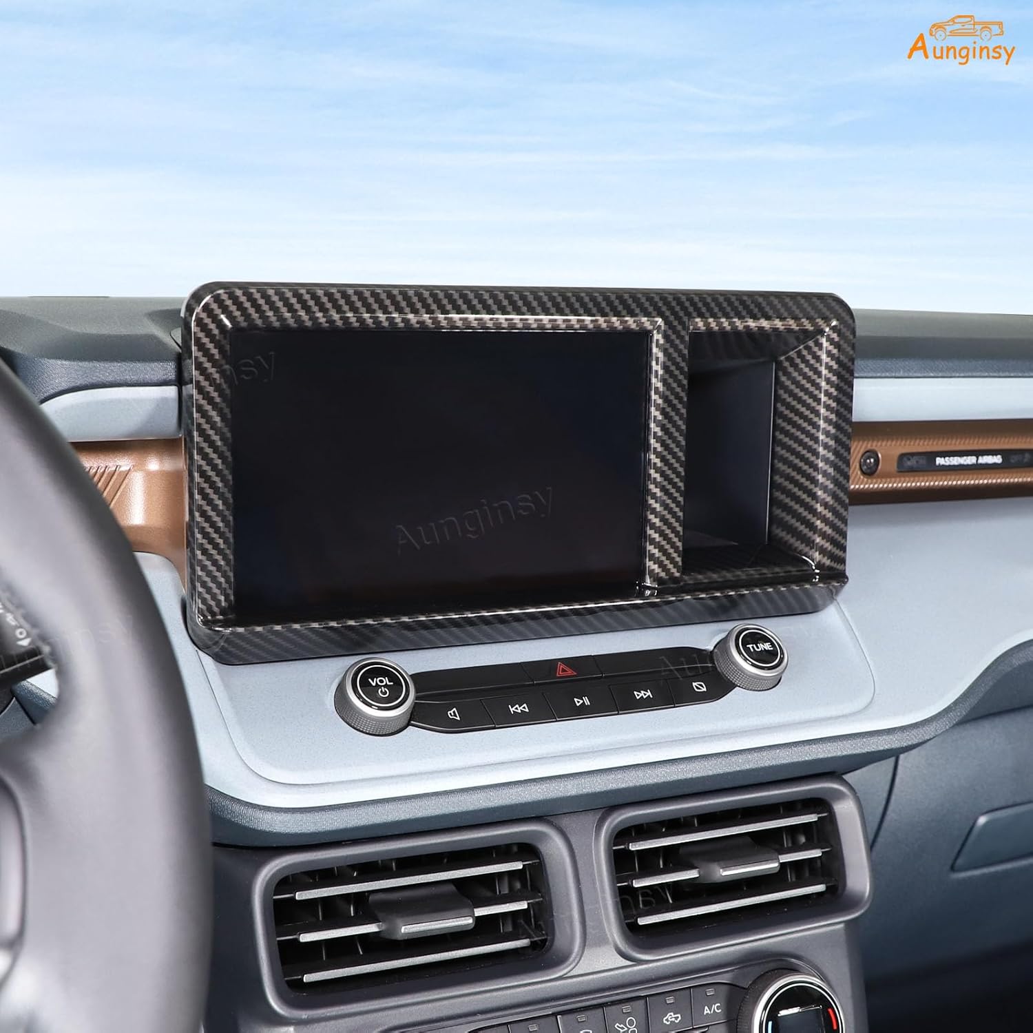 Aunginsy Compatible with Ford Maverick 2022-2024 Car Center Console Decoration Kit Include Central Navigation Adjust Button Panel Cover Gear Shift Box Panel Cover Air Outlet Vent Frame ABS Accessories